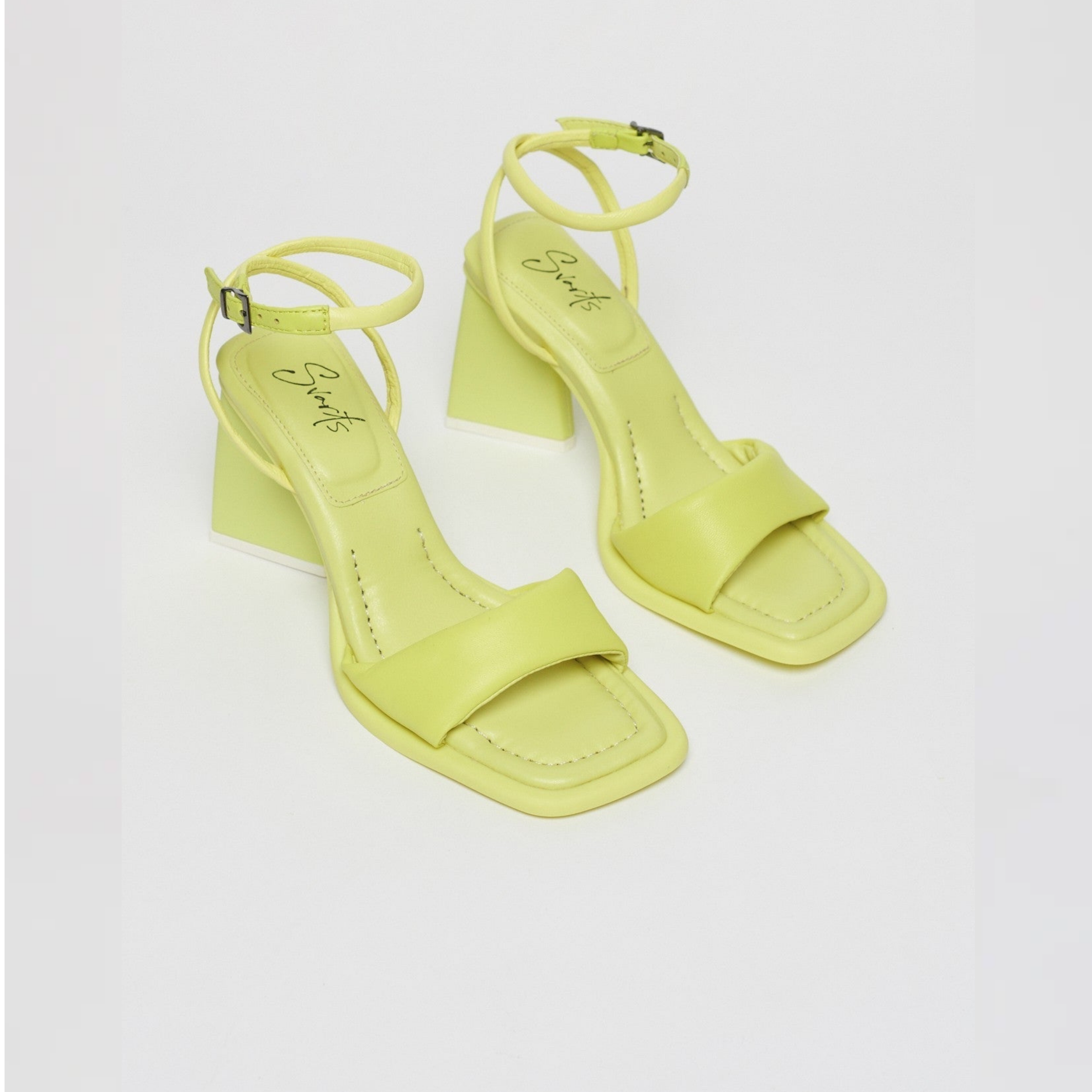 Sandália Couro Salto Alto Natália Amarelo Citron