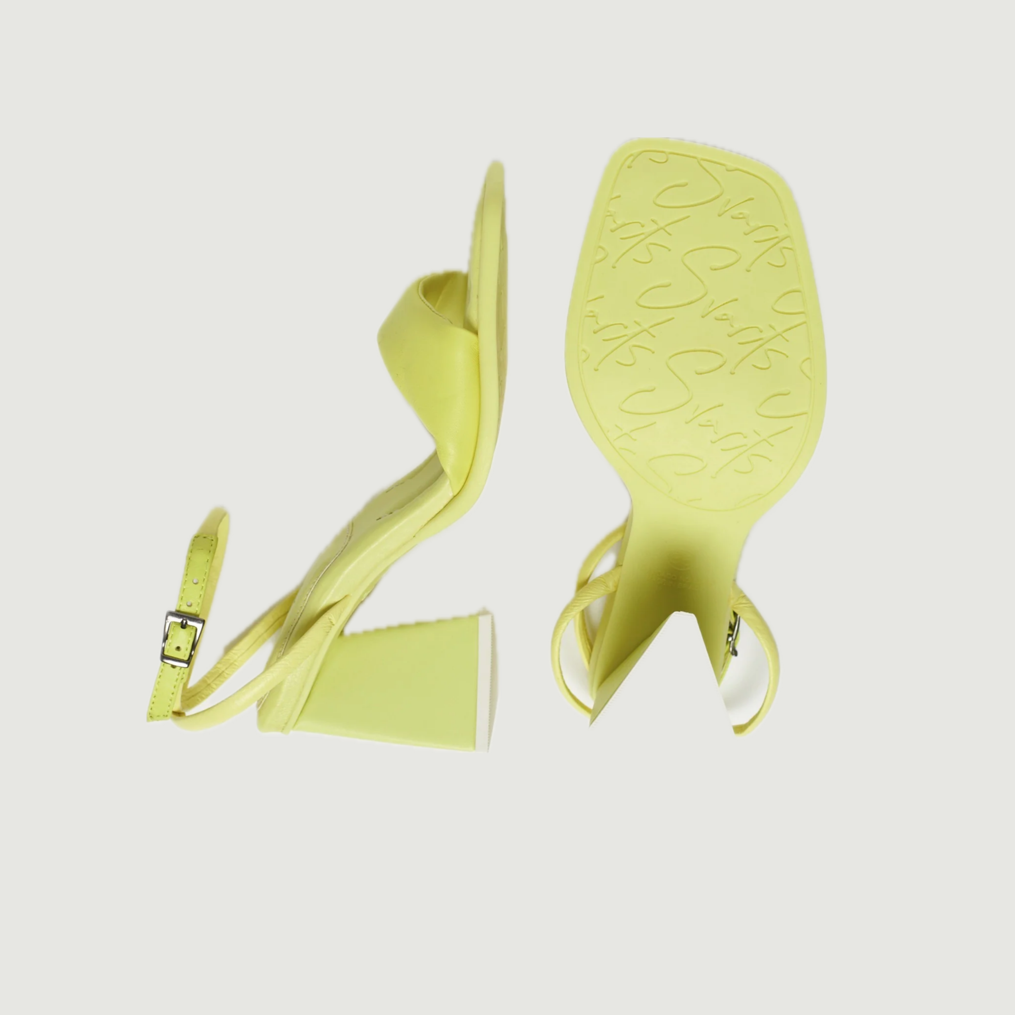 Sandália Couro Salto Alto Natália Amarelo Citron