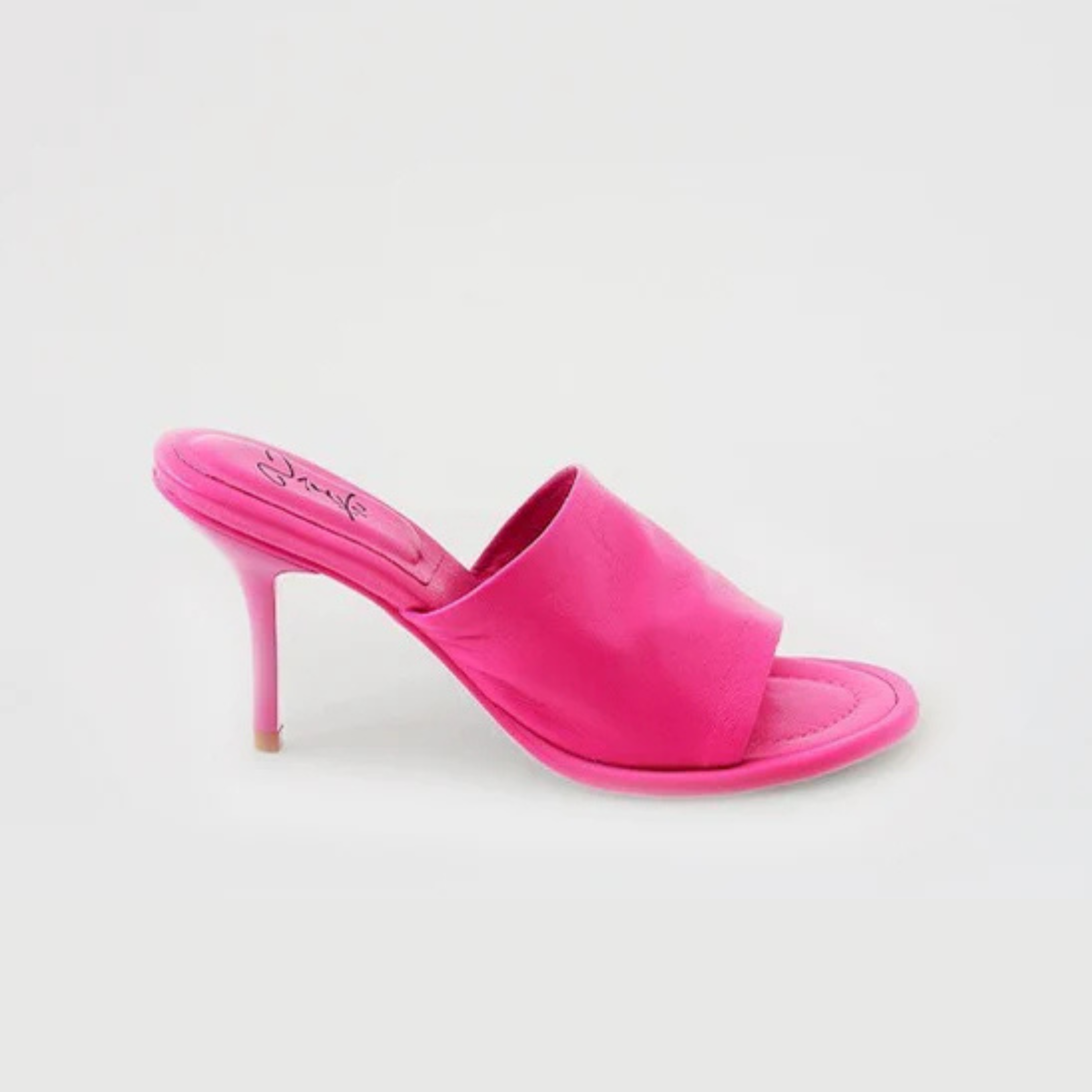 Sandália Mule Couro Salto Médio Rosa