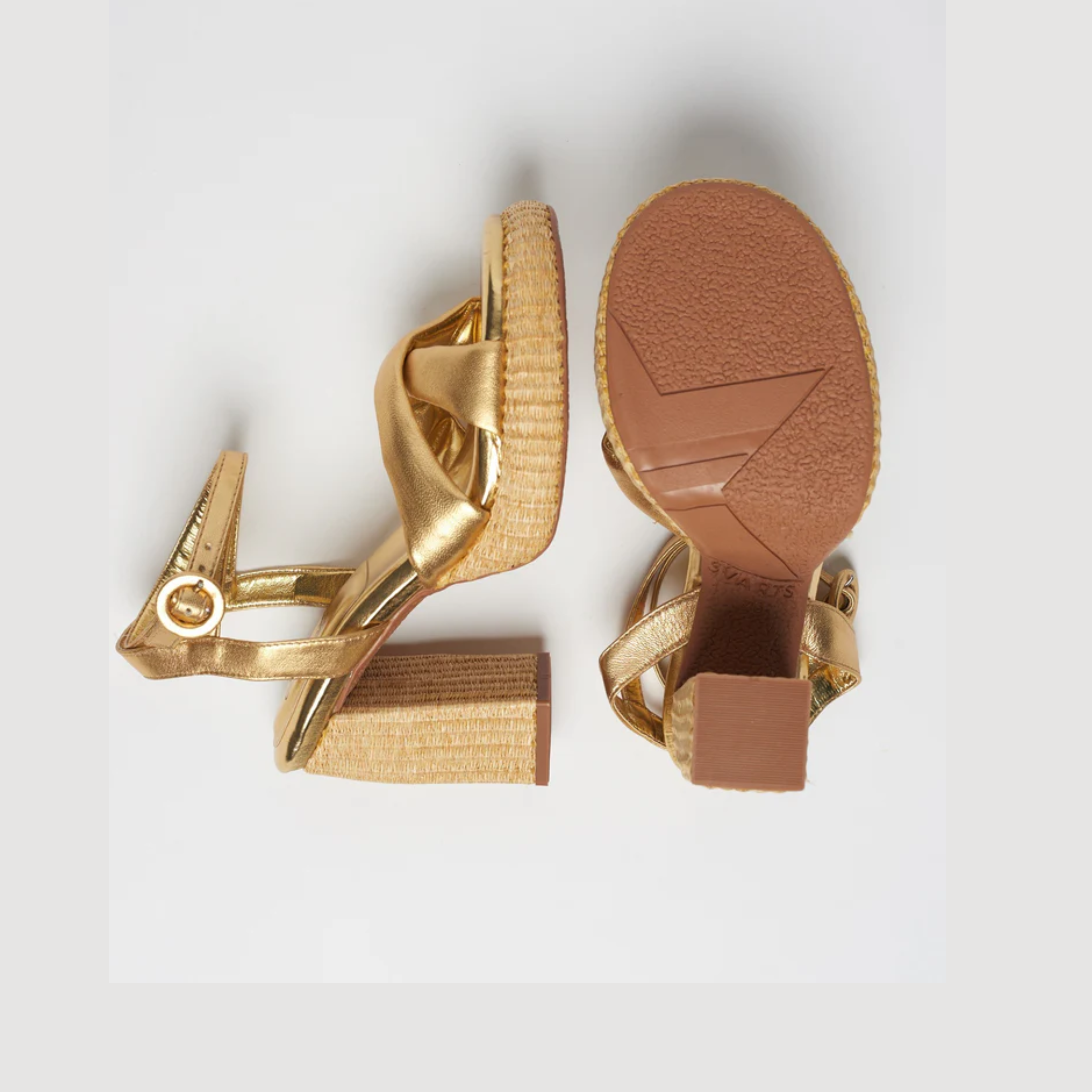 Sandália Couro Plataforma Vitória Ouro