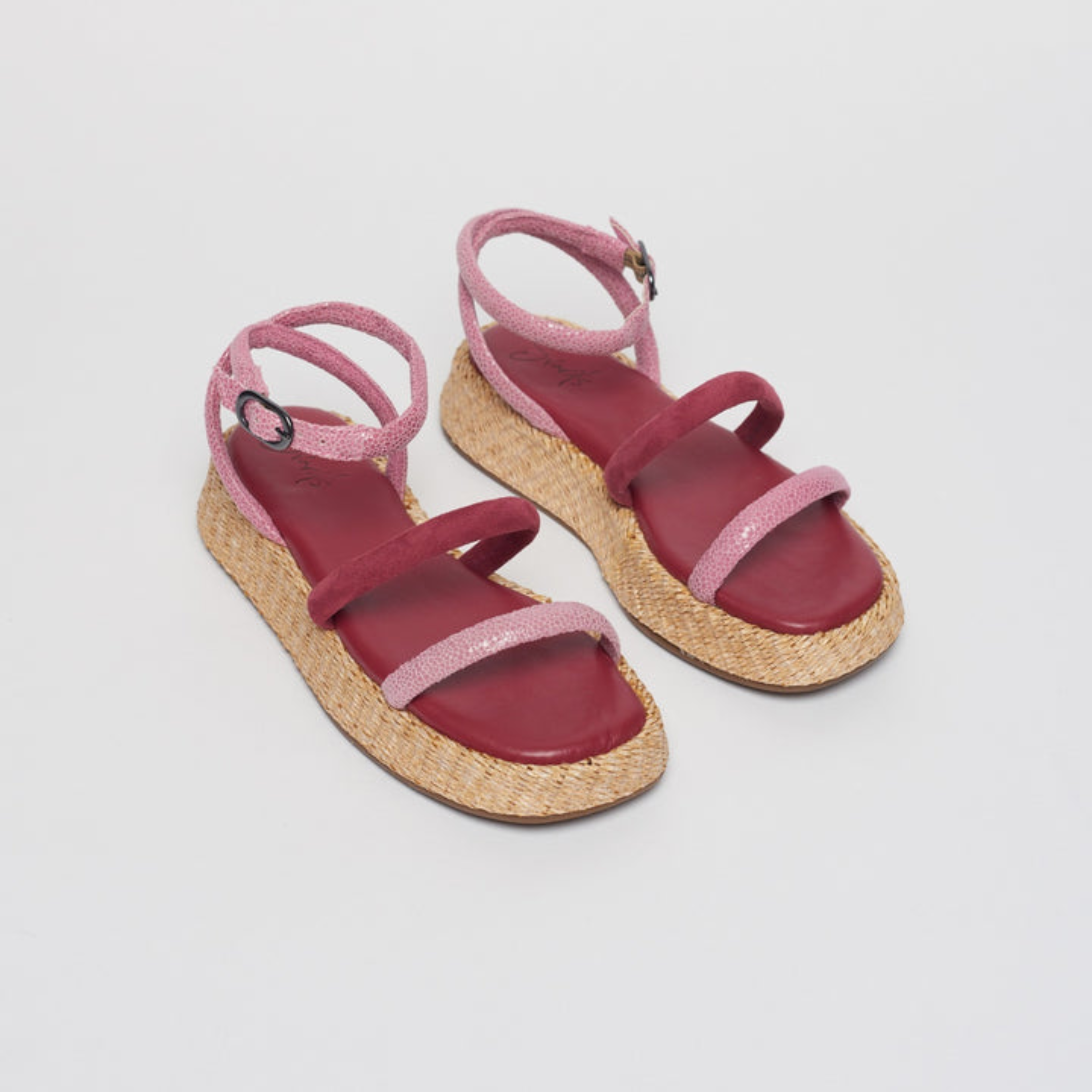 Anabela Flatform couro Luísa Fúcsia