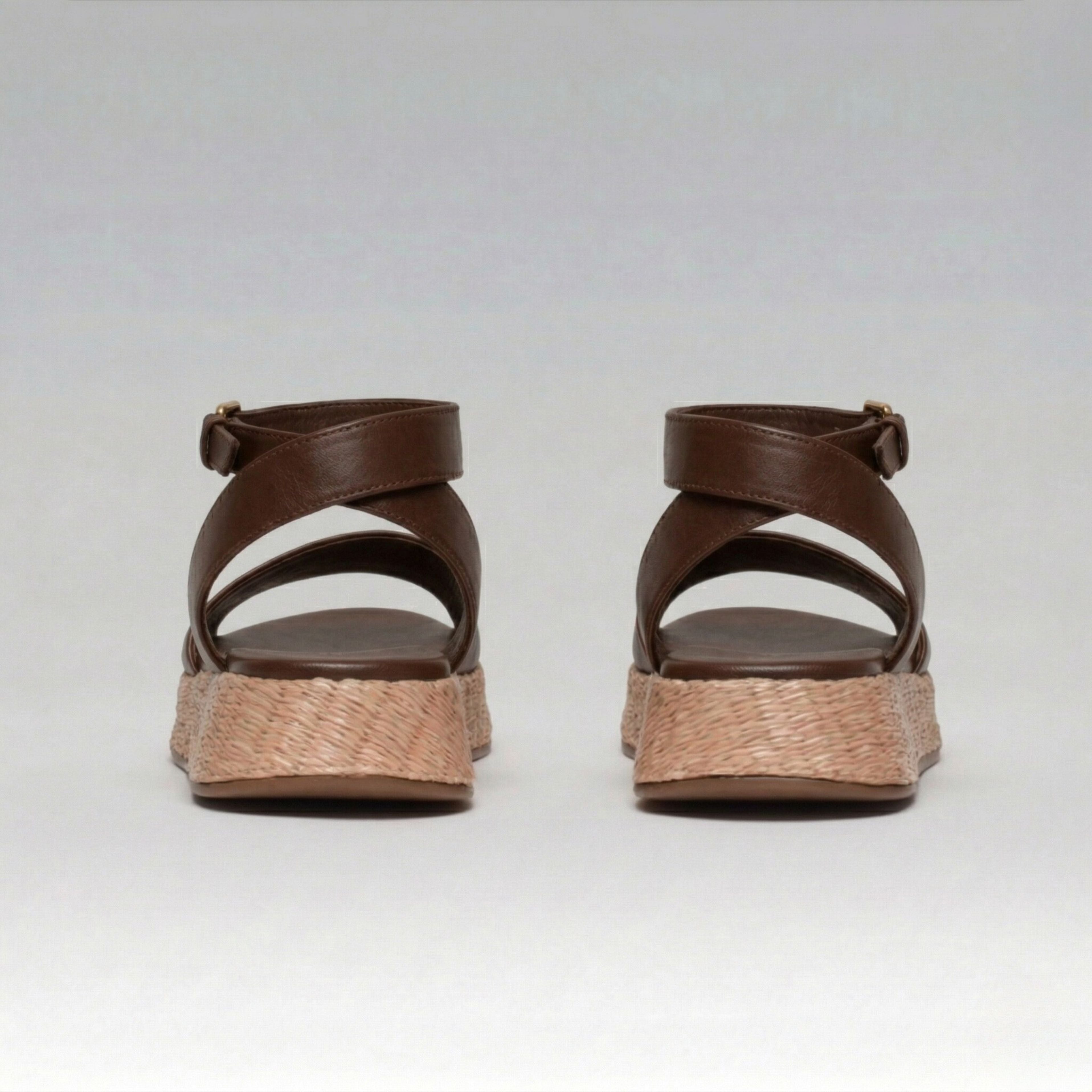 Anabela Flatform Couro Ana Café
