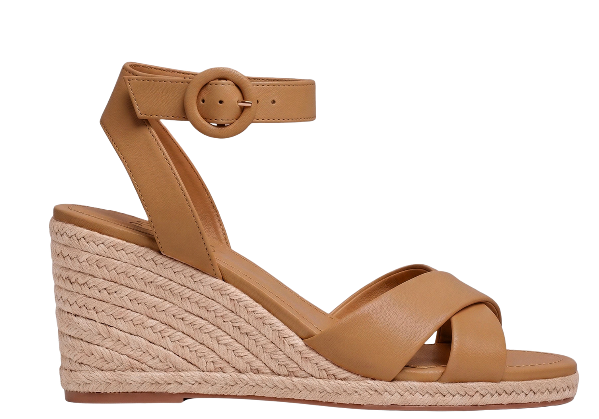 Sandália Anabela Chloé Couro Legítimo e Corda Camel