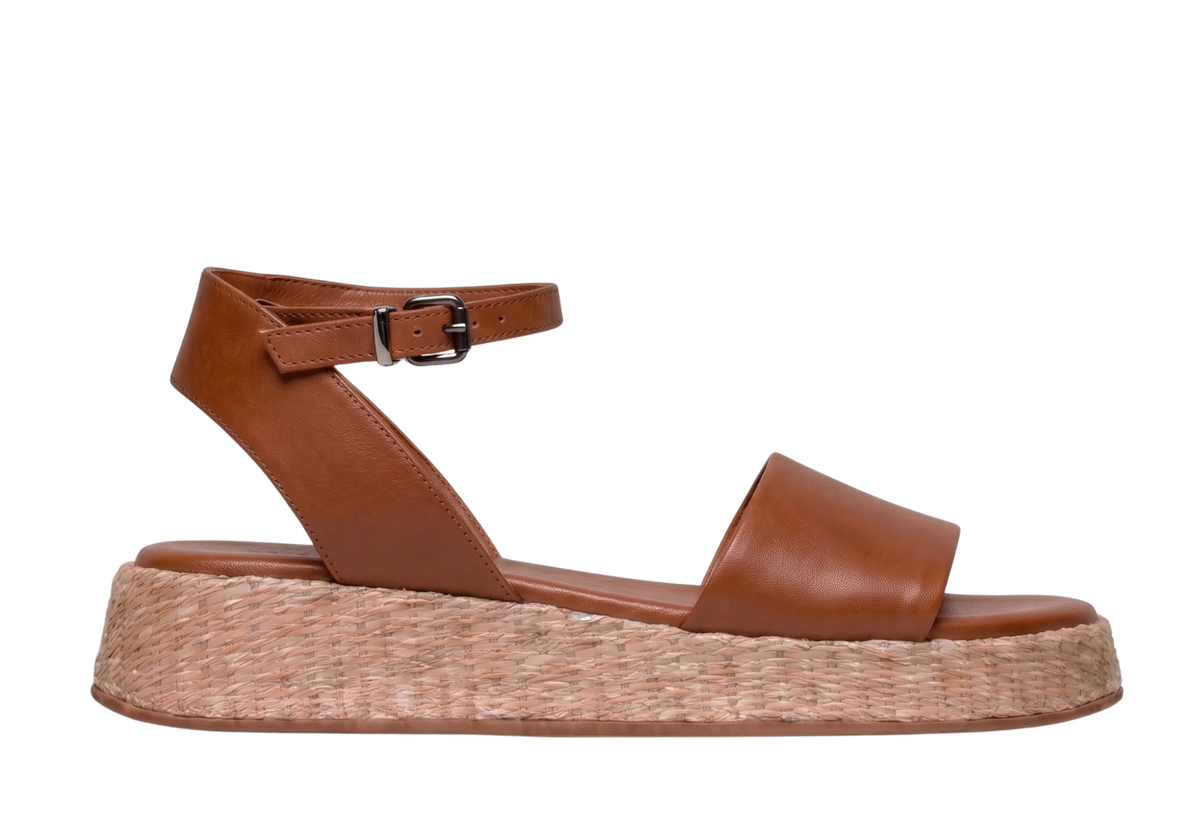 Anabela Flatform Couro Ana Whisky