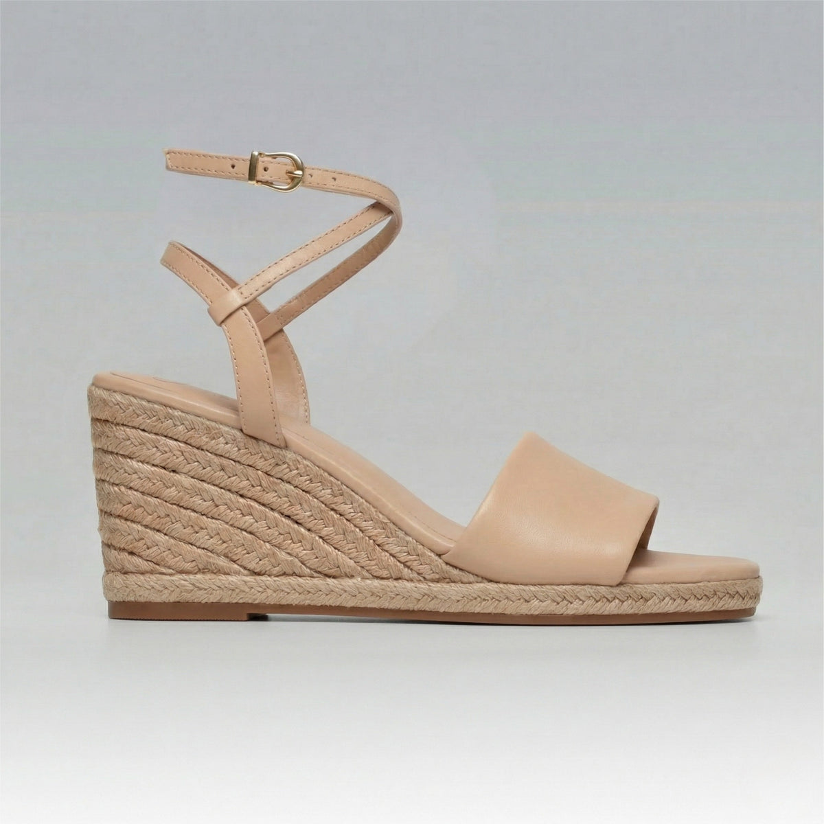 Anabela Couro Corda Tira Marina Natural — Svarts