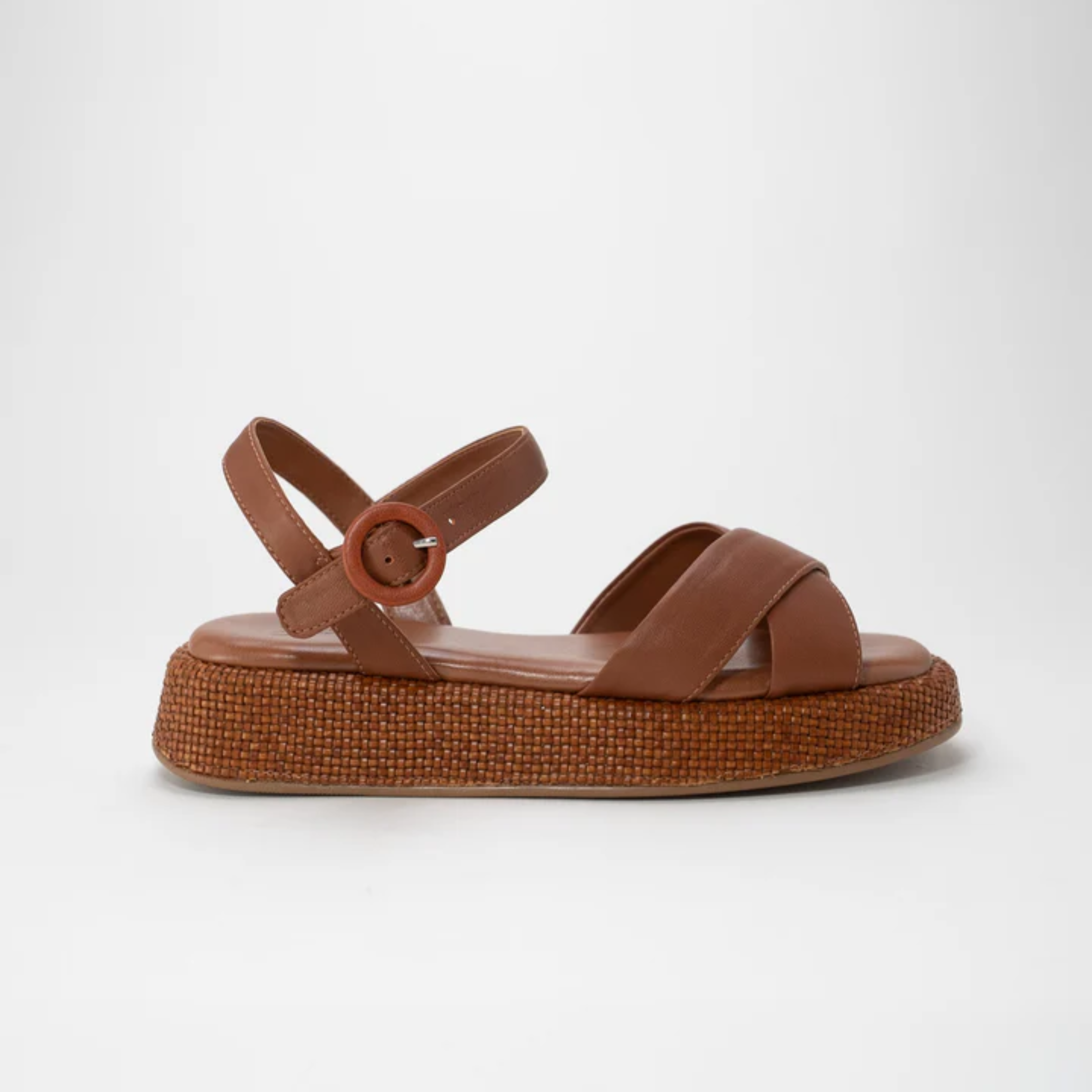 Anabela Flatform Couro Isa Whisky