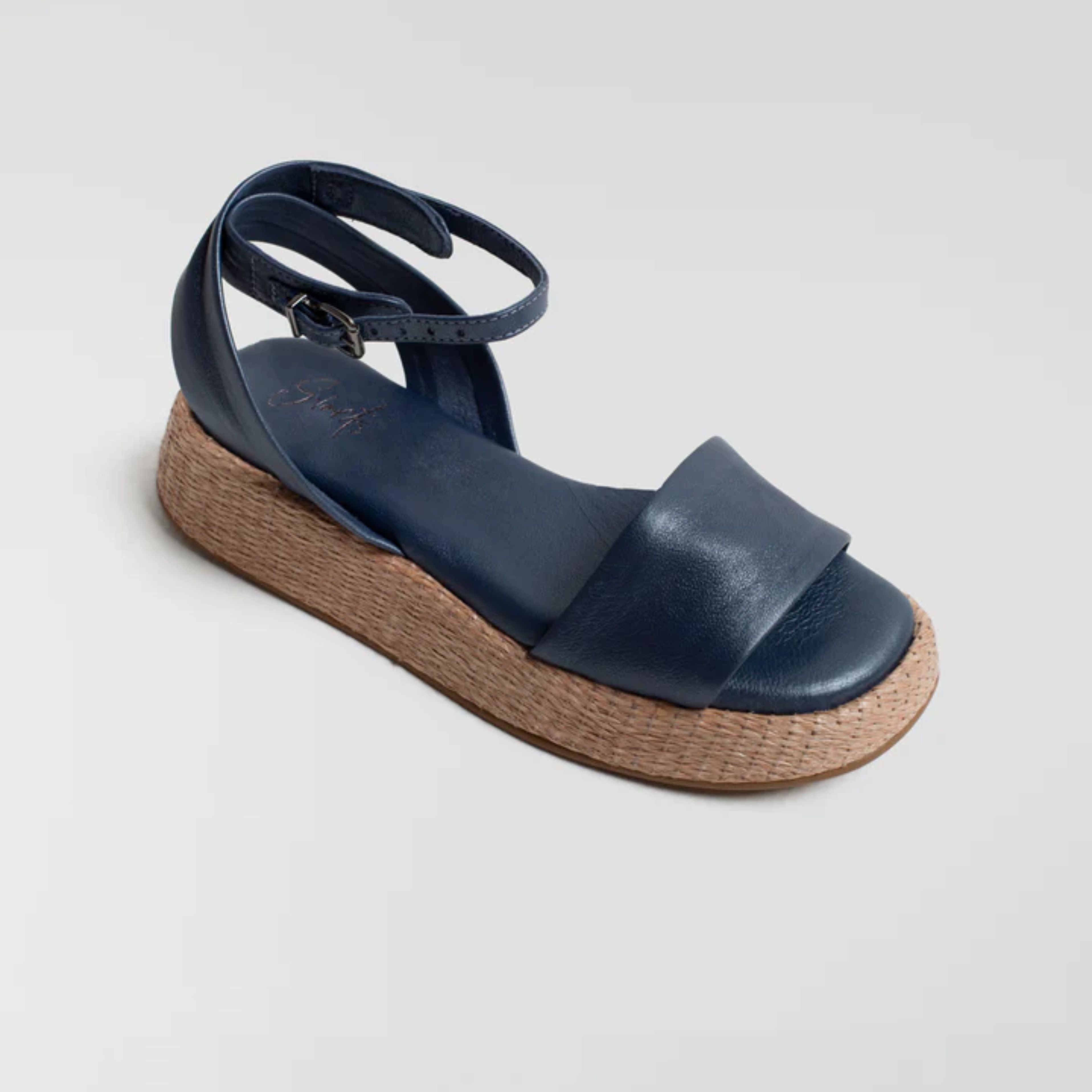 Anabela Flatform Couro Ana Marinho Perolado