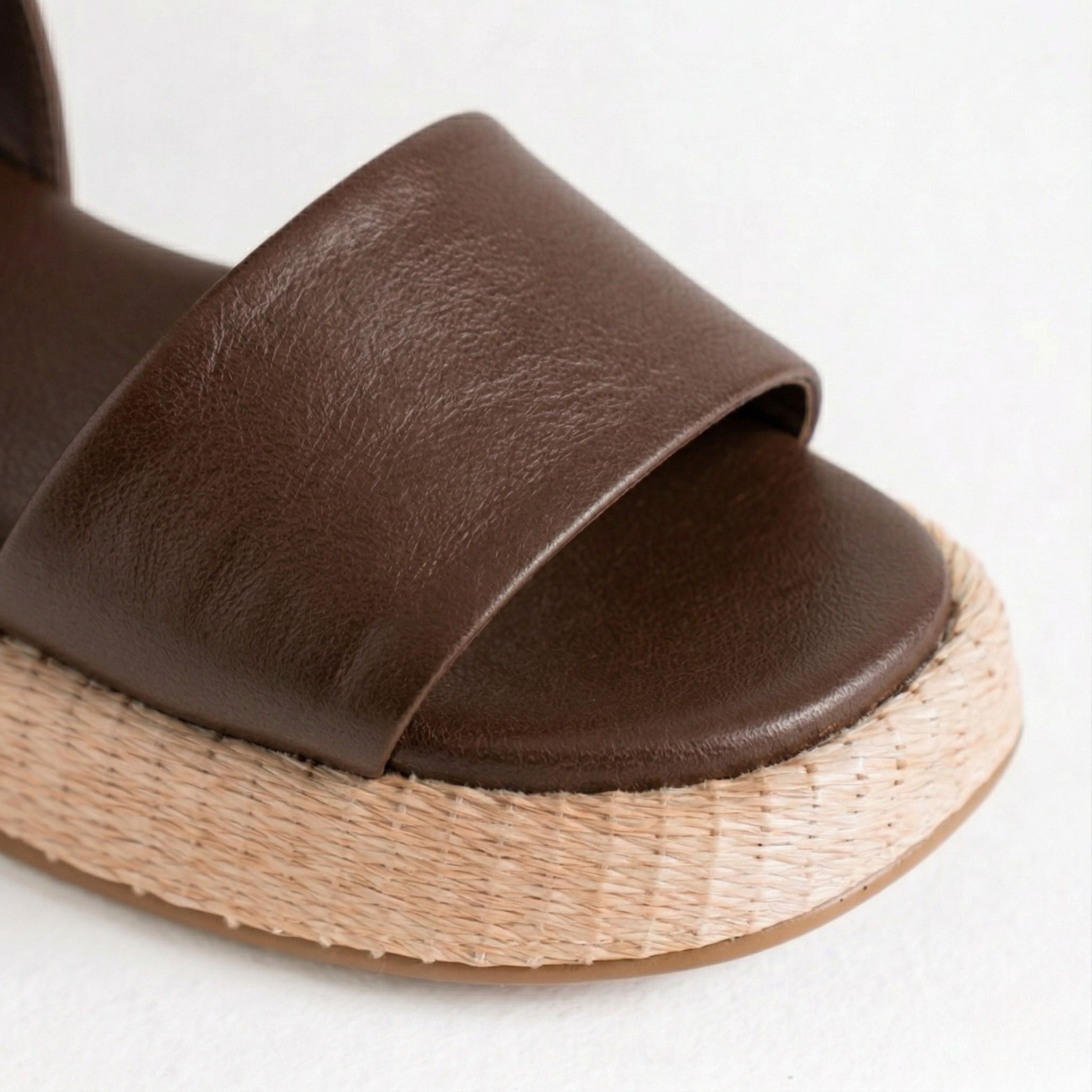 Anabela Flatform Couro Ana Café