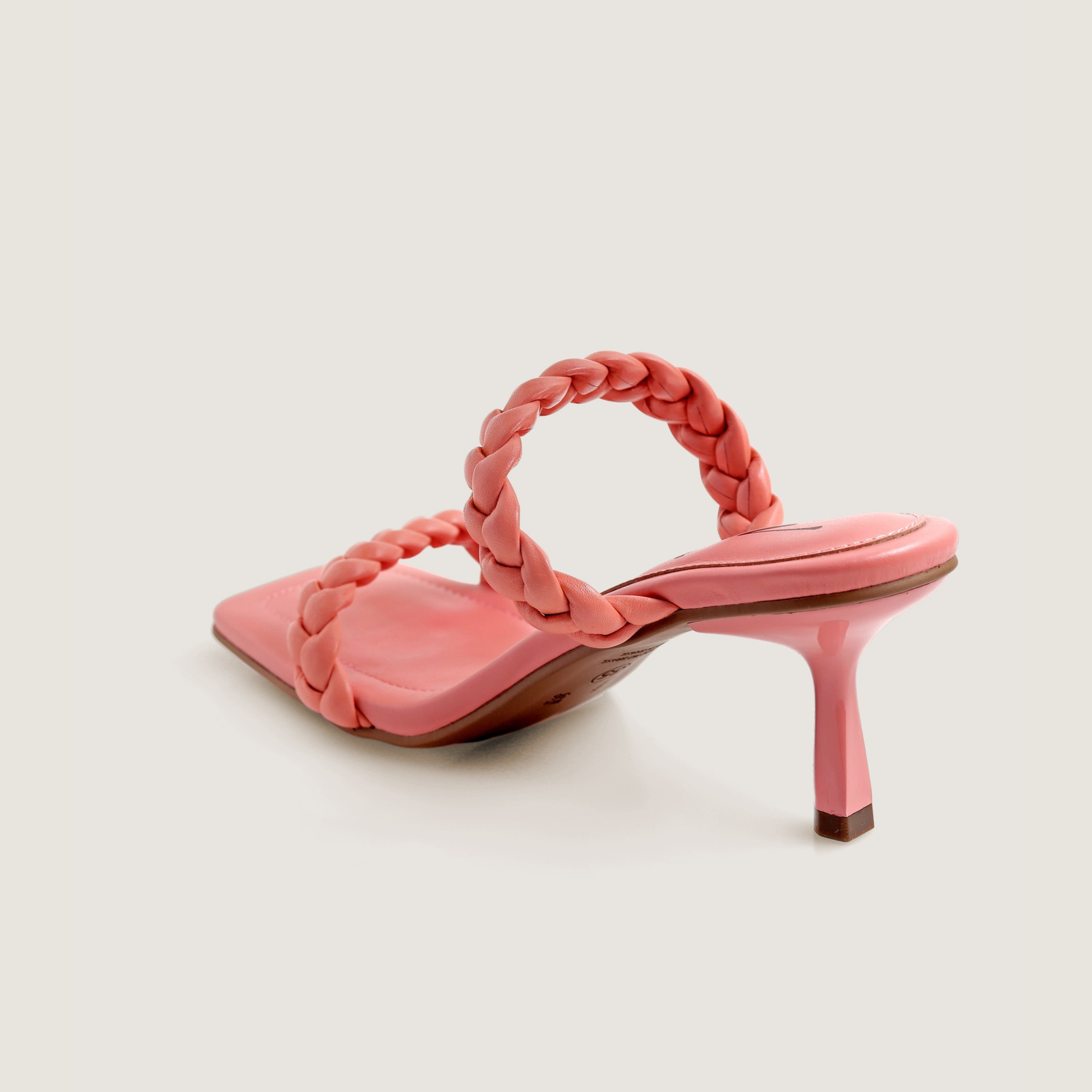 Sandália Mule Couro Trançado Rosa