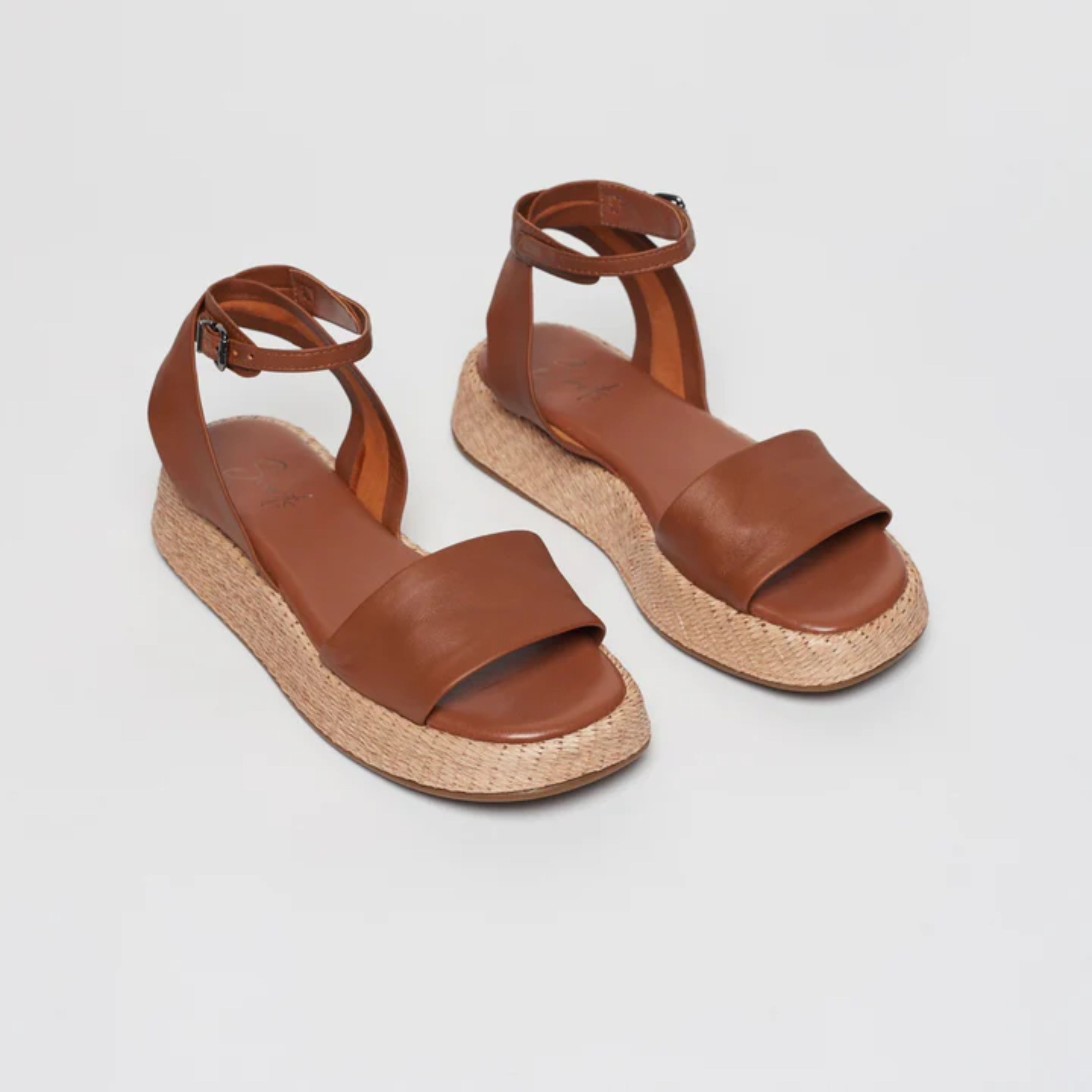 Anabela Flatform Couro Ana Whisky