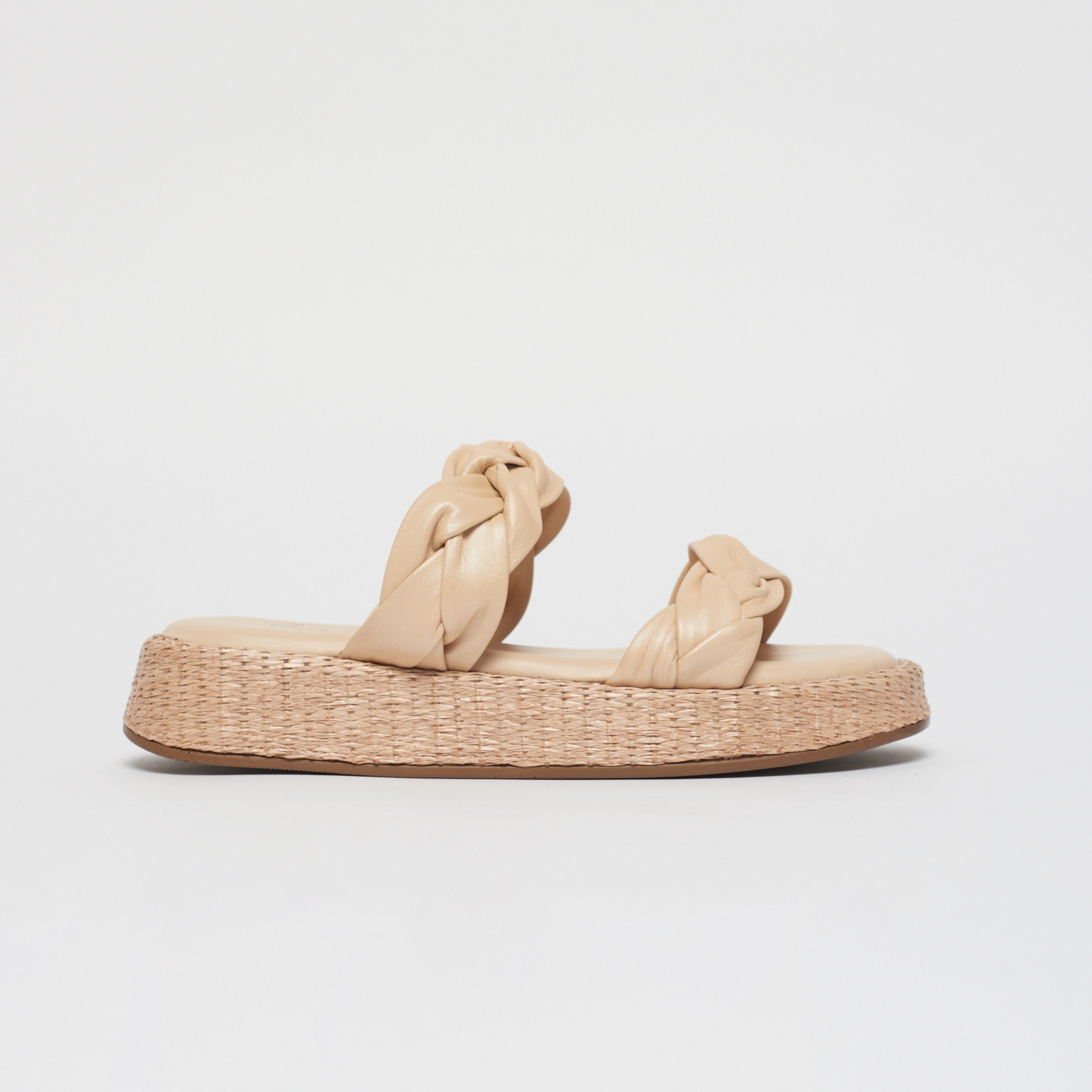 Anabela Flatform Couro Bela Natural