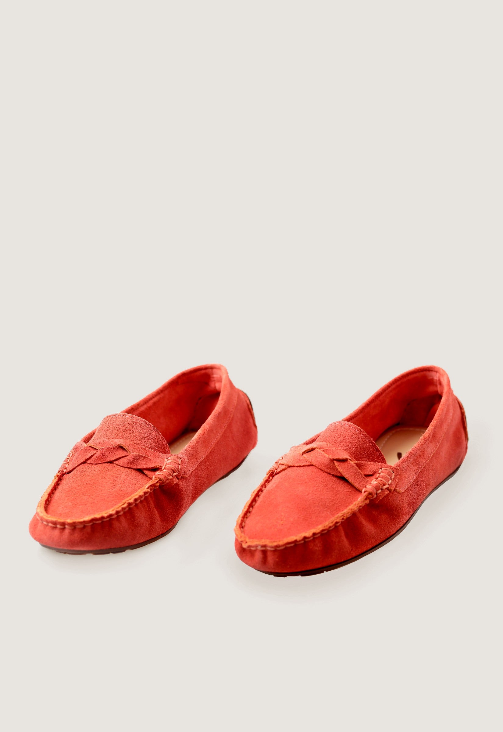 Mocassim Trançado Camurça Laranja