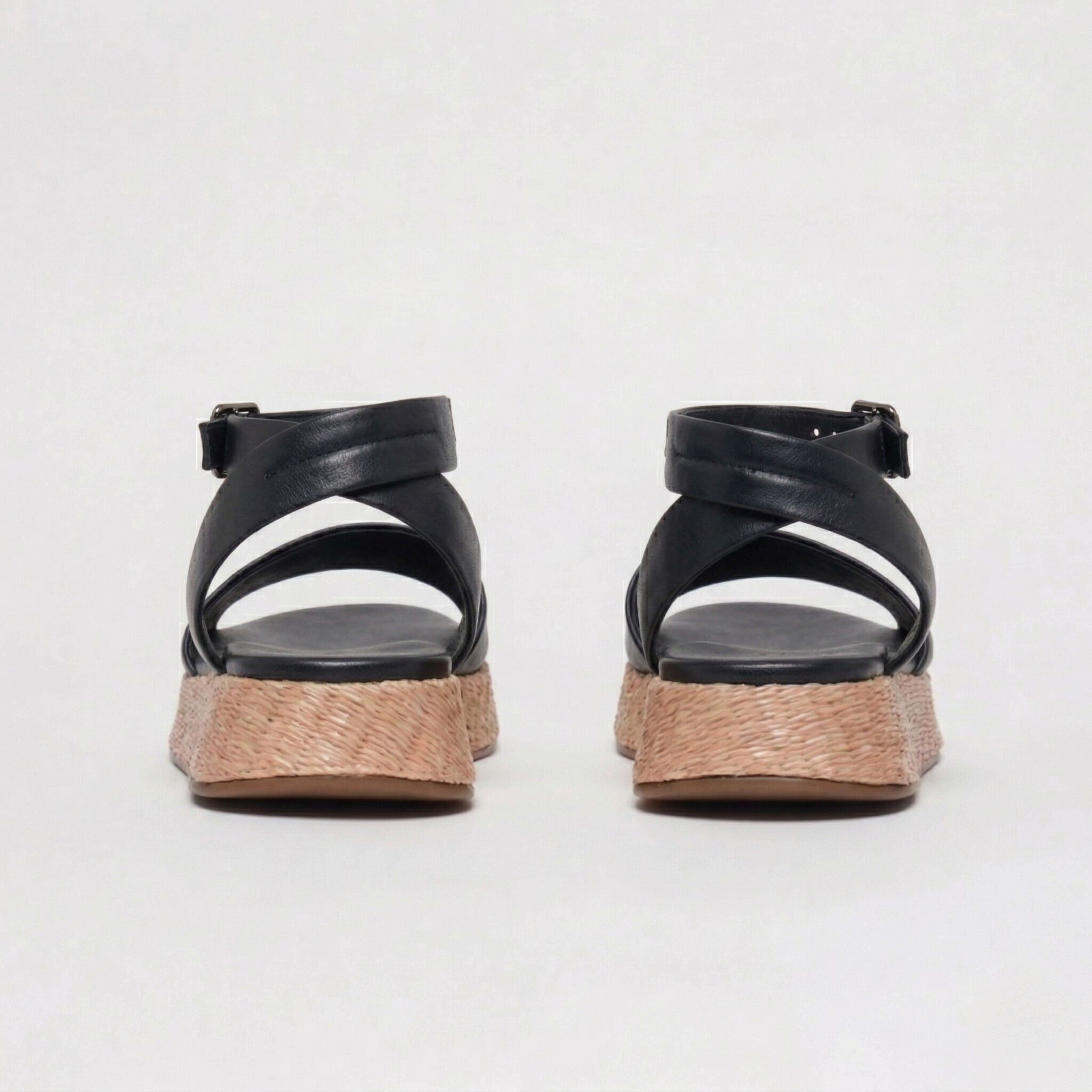 Anabela Flatform Couro Ana Preto
