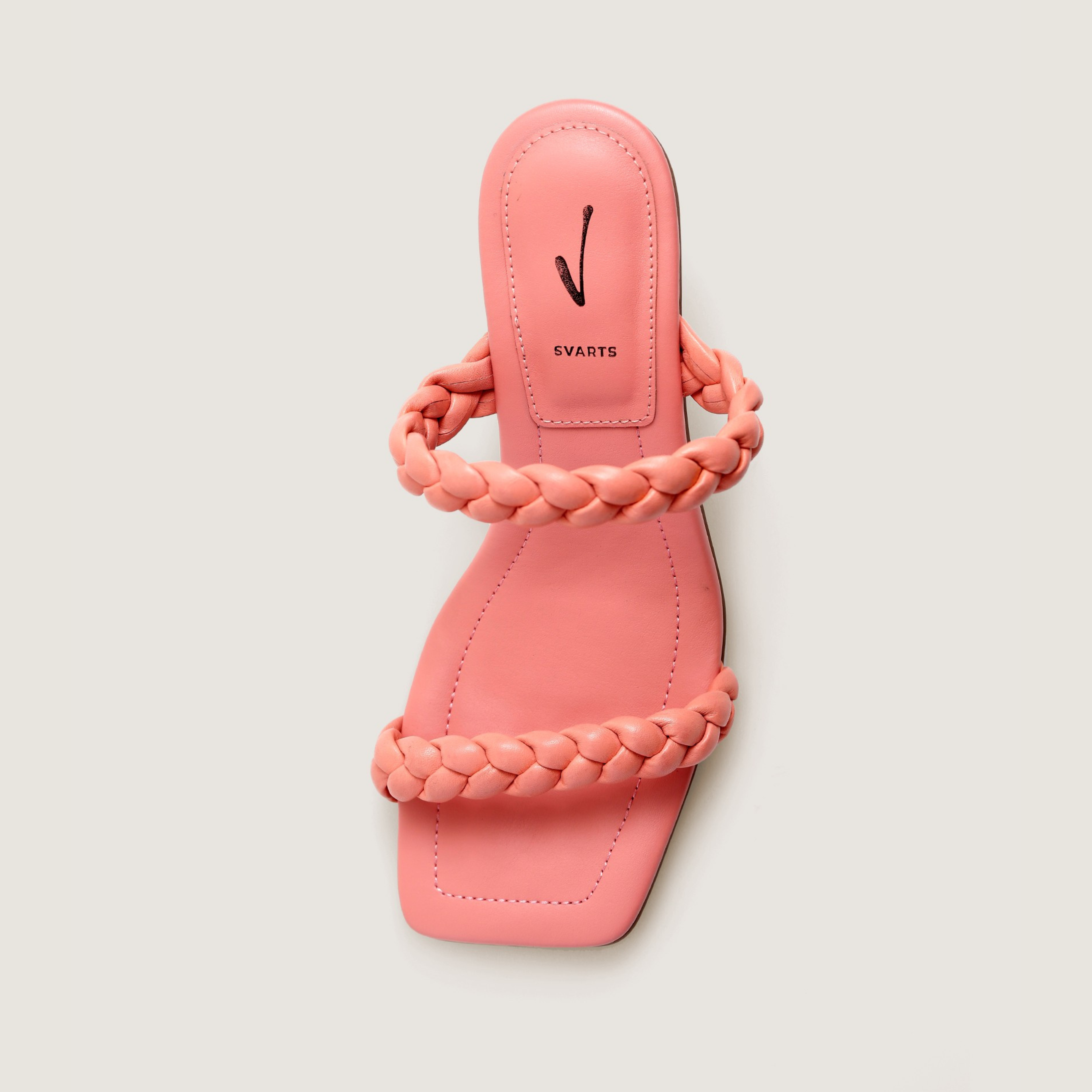 Sandália Mule Couro Trançado Rosa