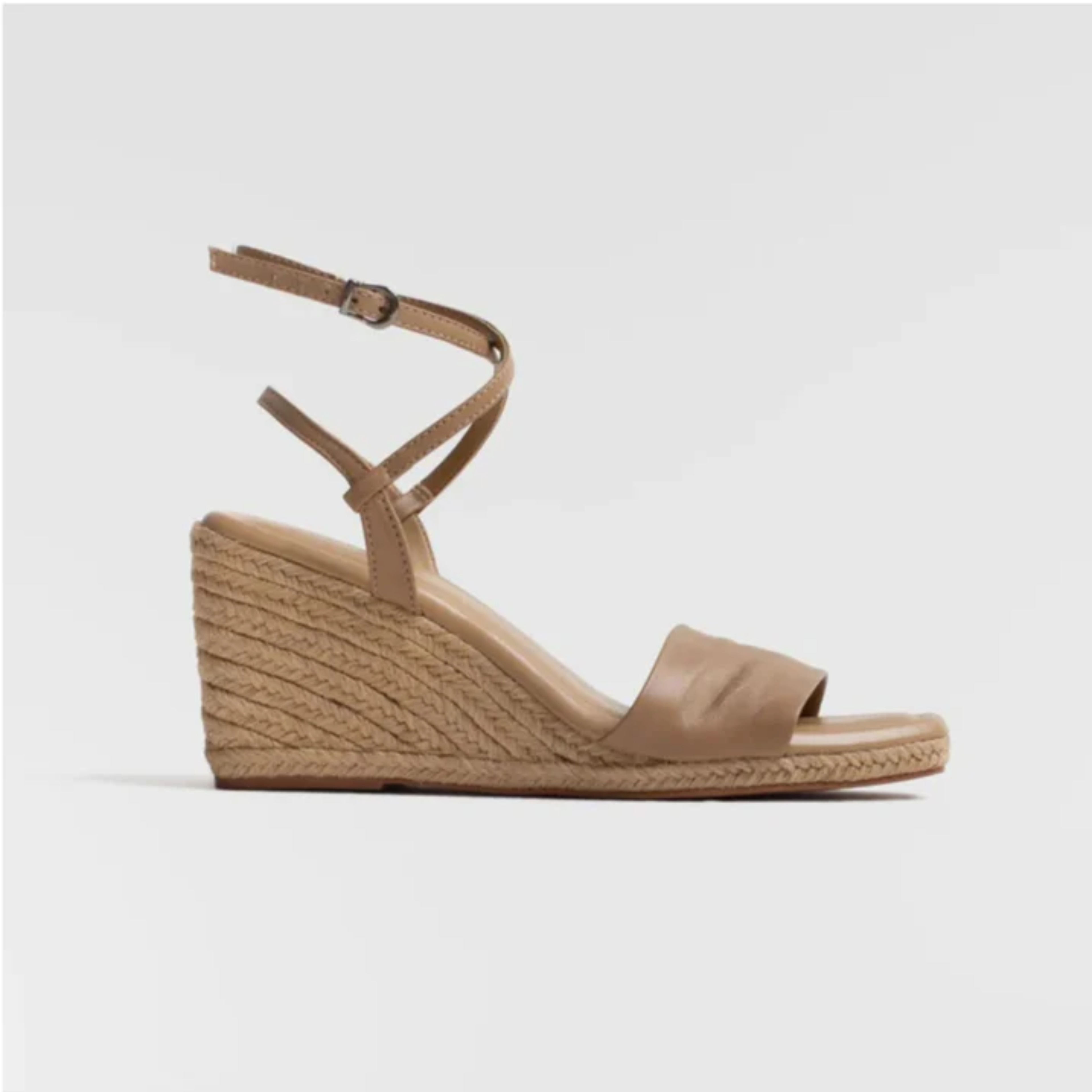 Anabela Couro Corda Tira Marina Bege