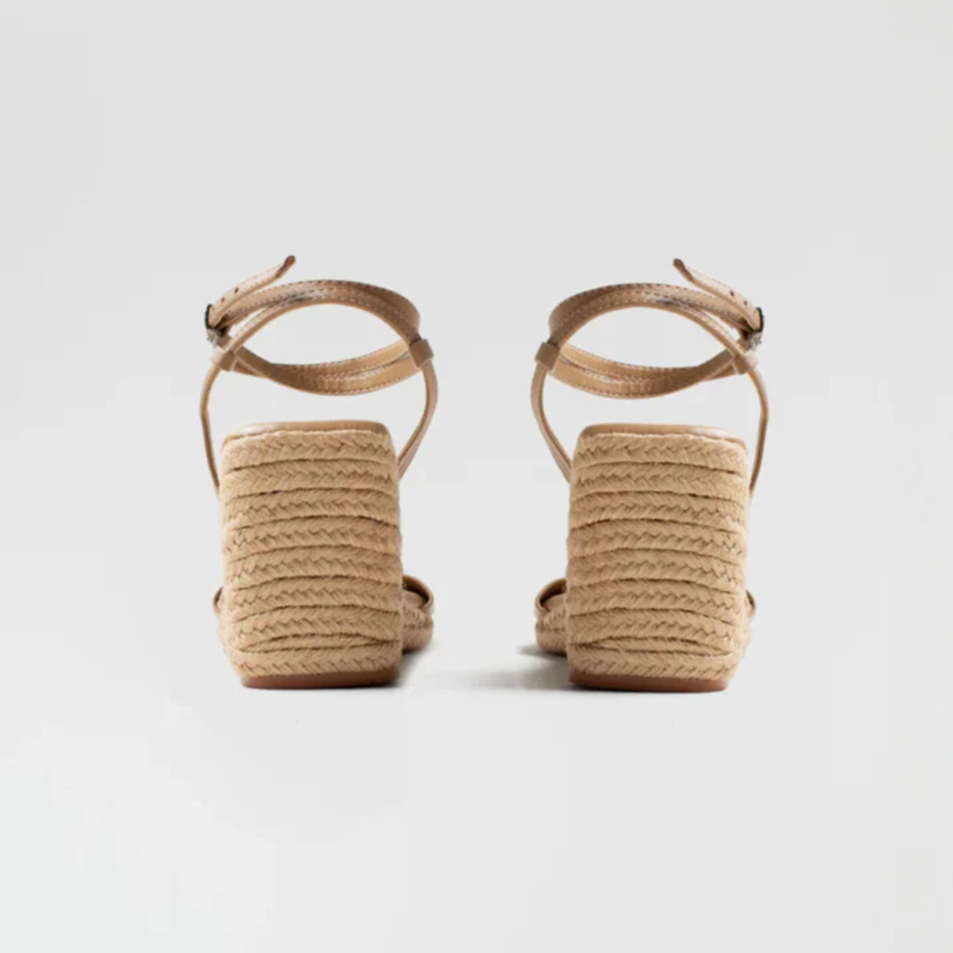 Anabela Couro Corda Tira Marina Bege