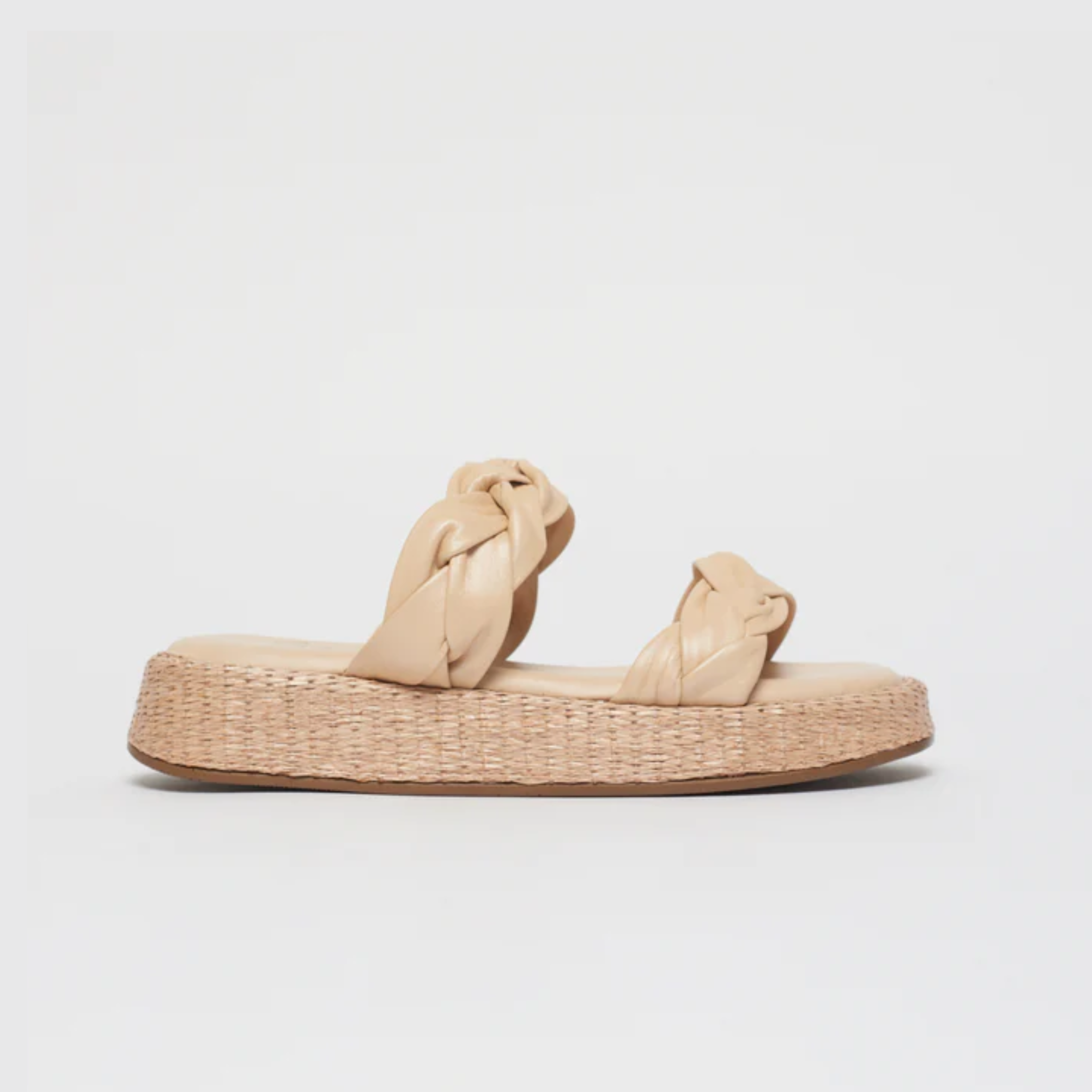 Anabela Flatform Couro Bela Natural