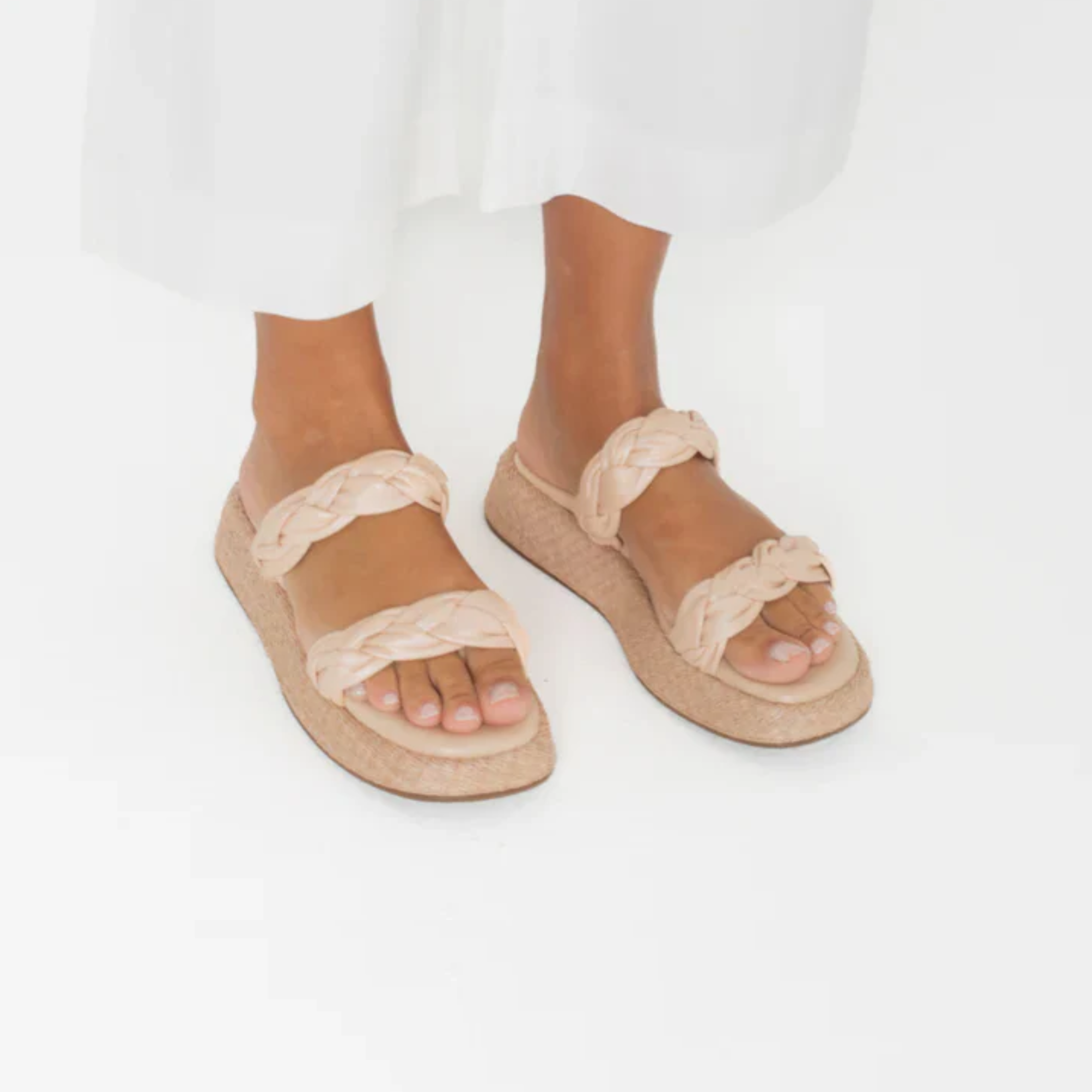 Anabela Flatform Couro Bela Natural
