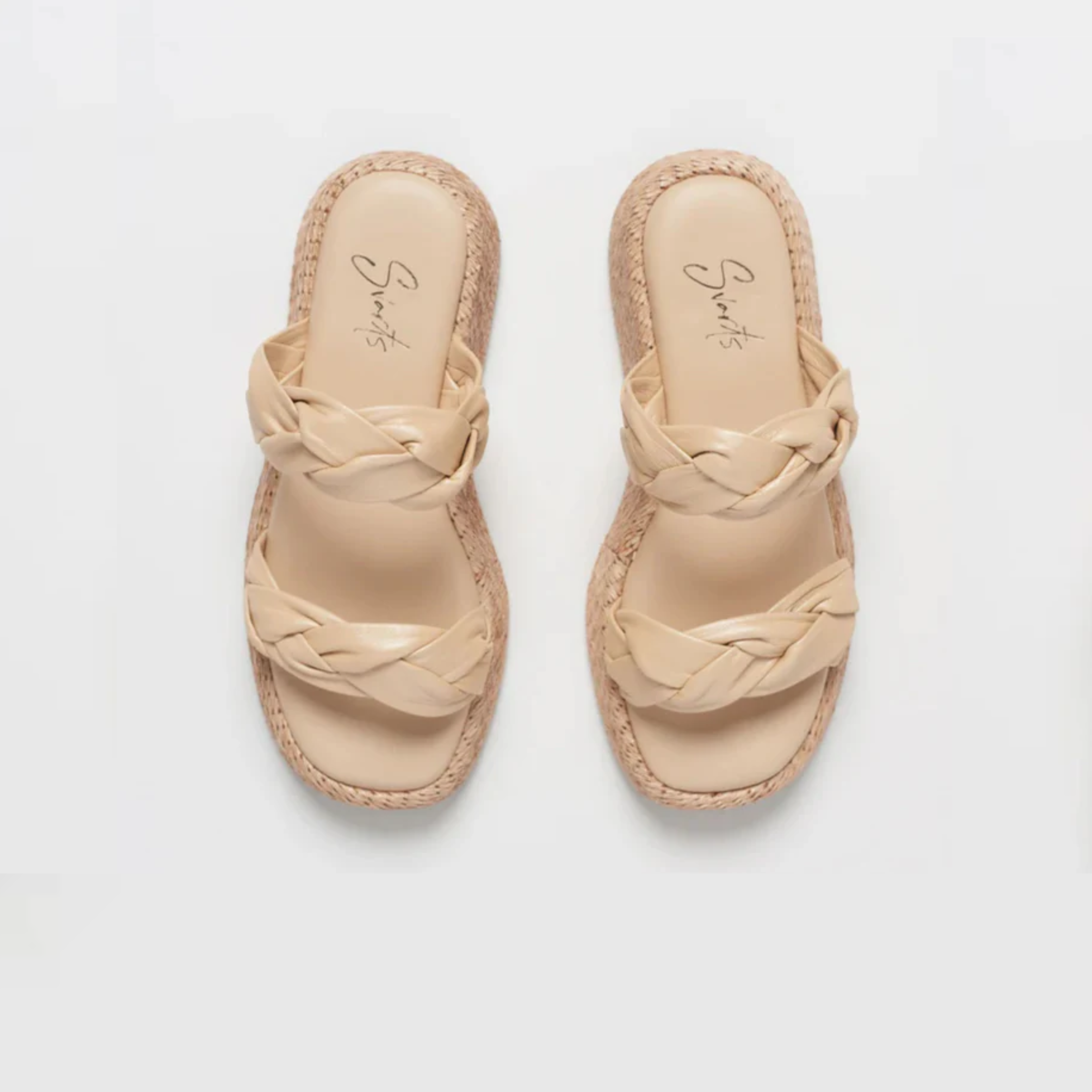 Anabela Flatform Couro Bela Natural