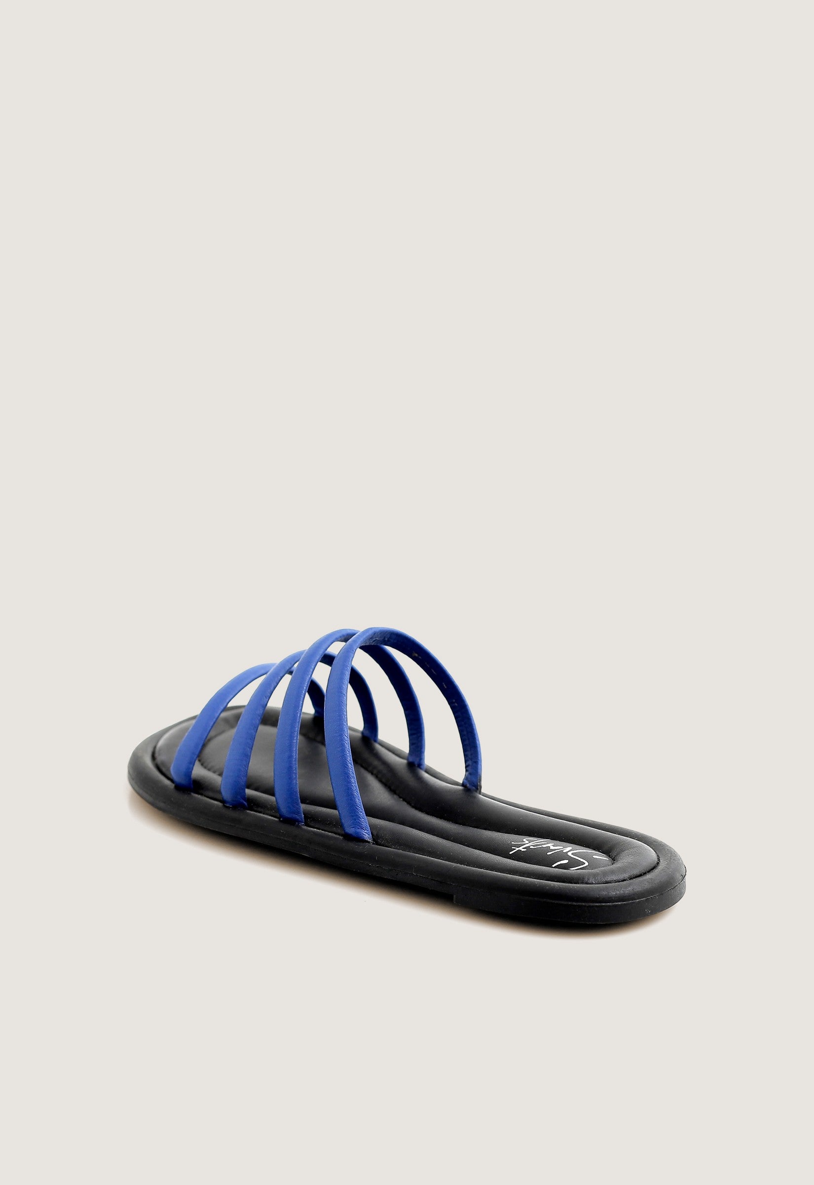 Rasteira Slide Tiras Metalizada Azul