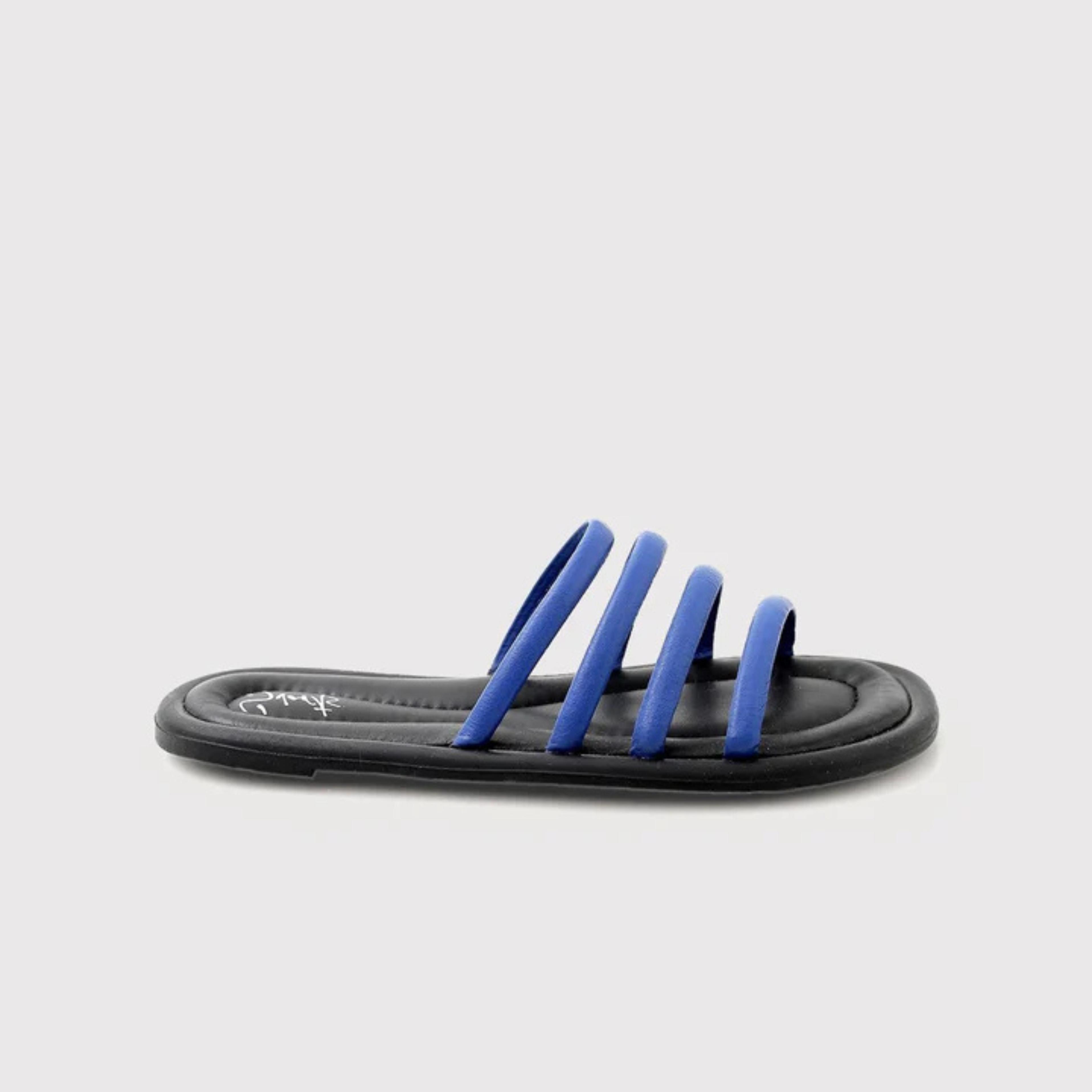 Rasteira Slide Tiras Metalizada Azul