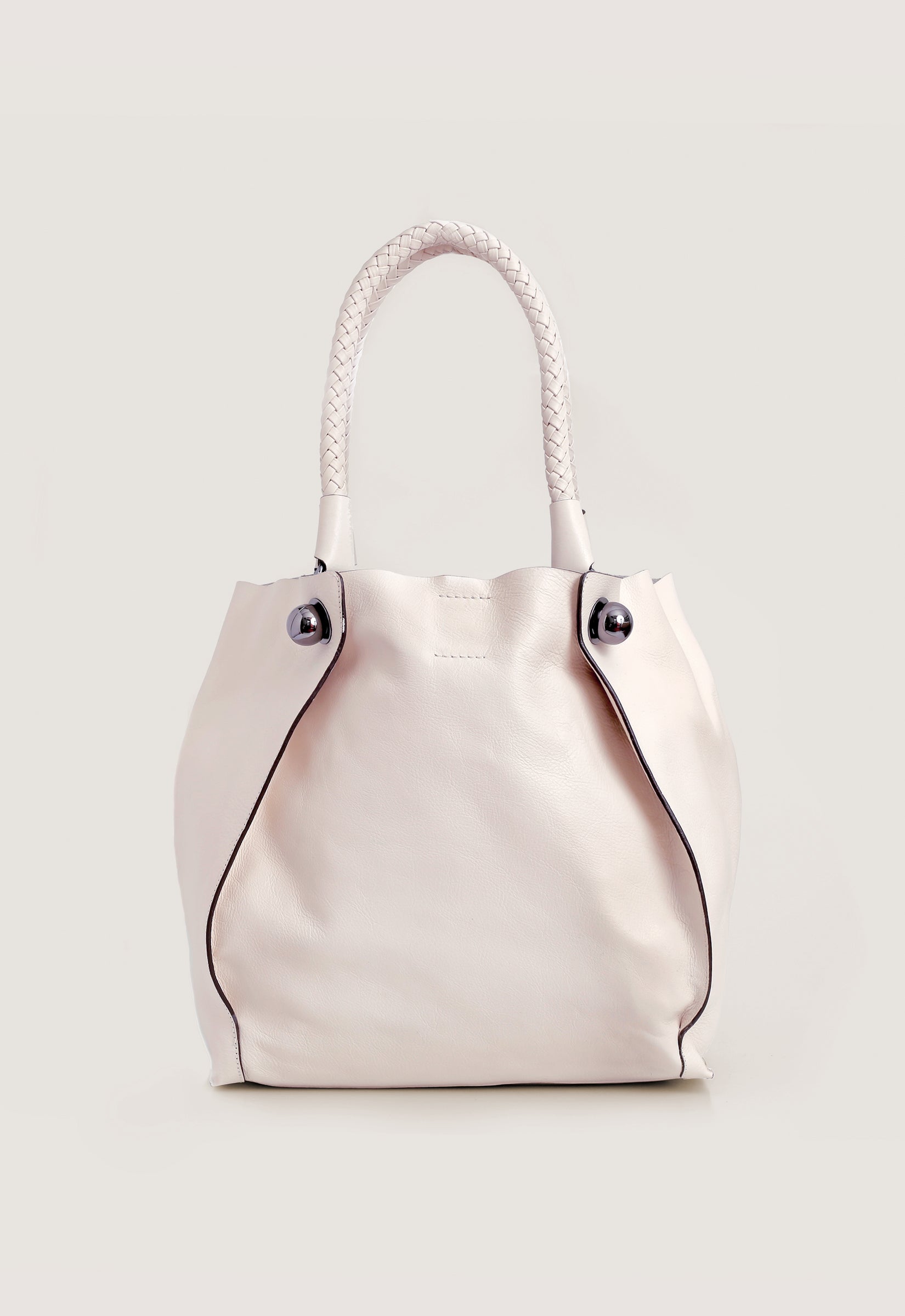 Bolsa Couro Alças Trançadas Off White