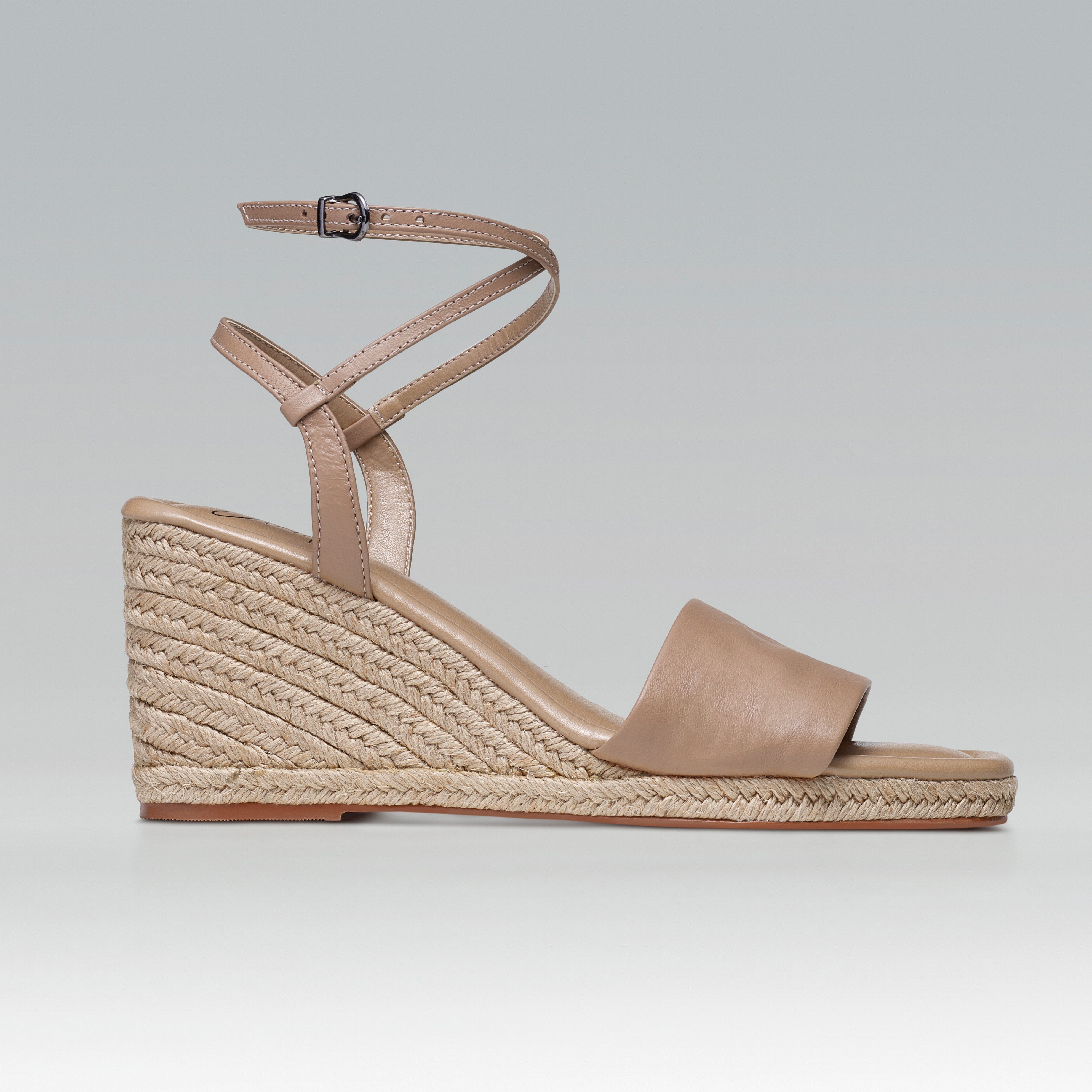 Anabela Couro Corda Tira Marina Bege