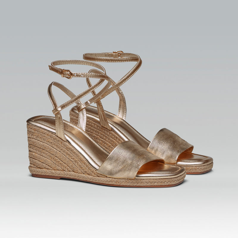 Anabela Couro Corda Tira Marina Ouro Light