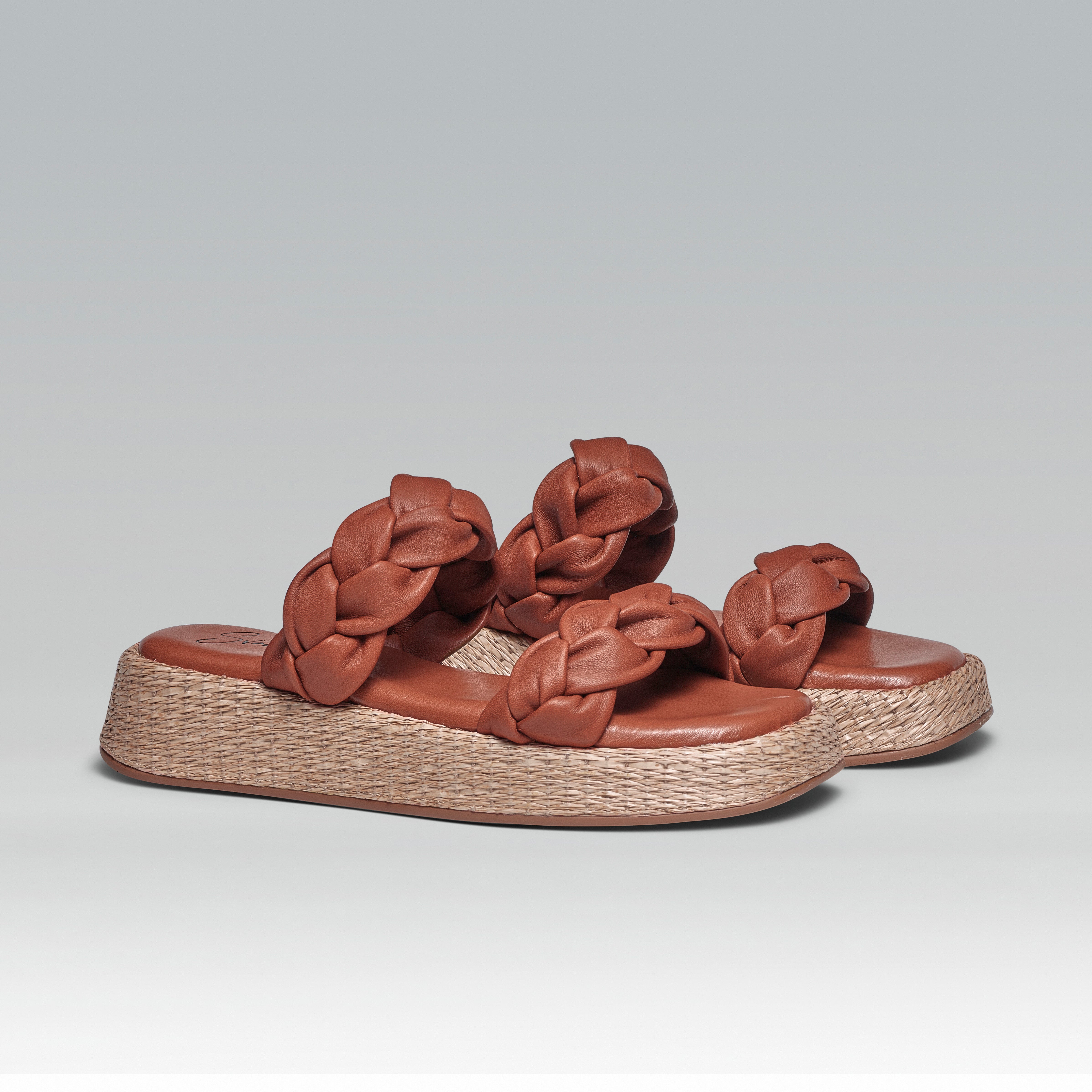 Anabela Flatform Couro Bela Whisky