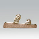 Anabela Flatform Couro Bela Ouro Light