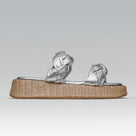 Anabela Flatform Couro Bela Prata