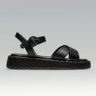 Anabela Flatform Couro Isa Preta