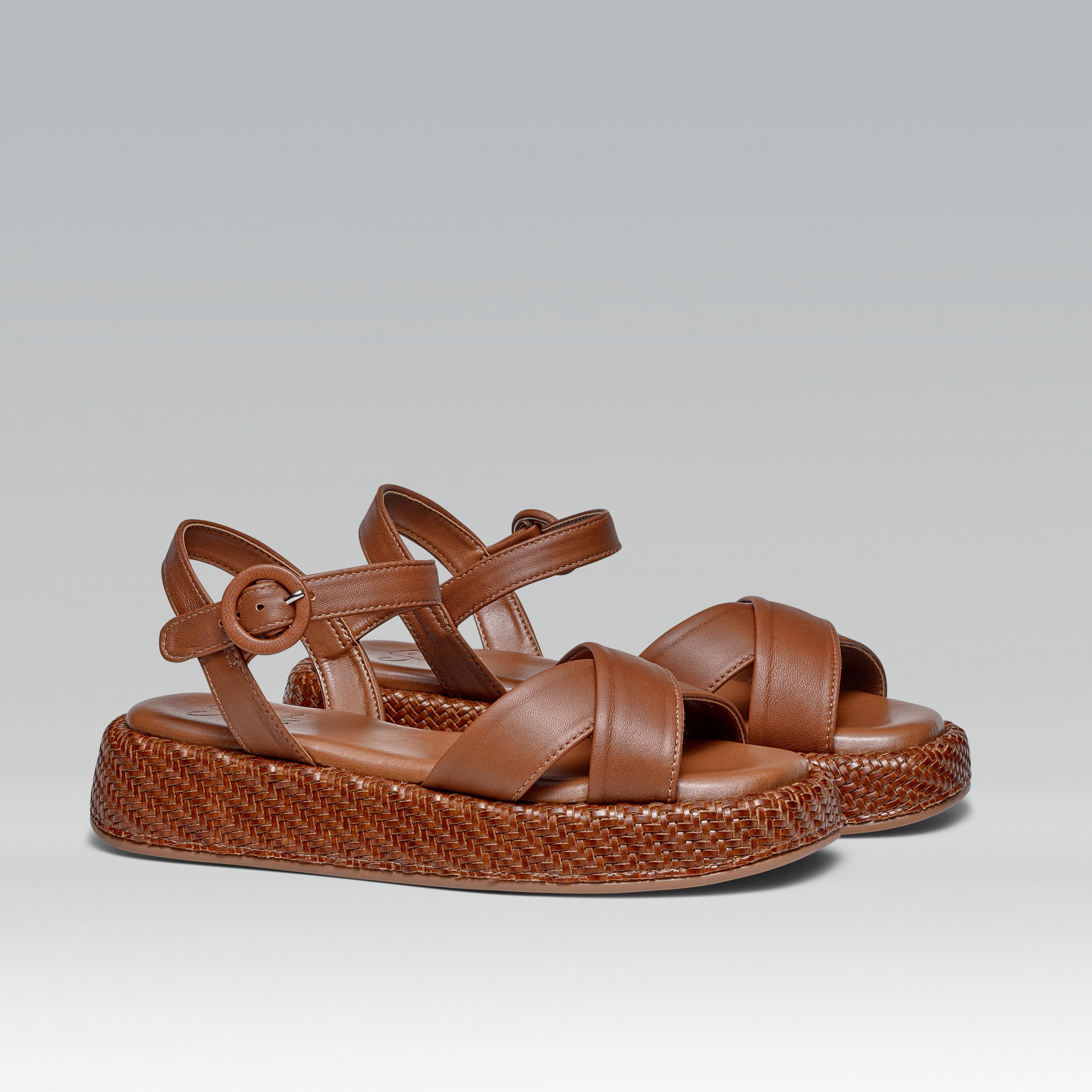 Anabela Flatform Couro Isa Whisky