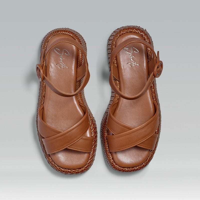 Anabela Flatform Couro Isa Whisky