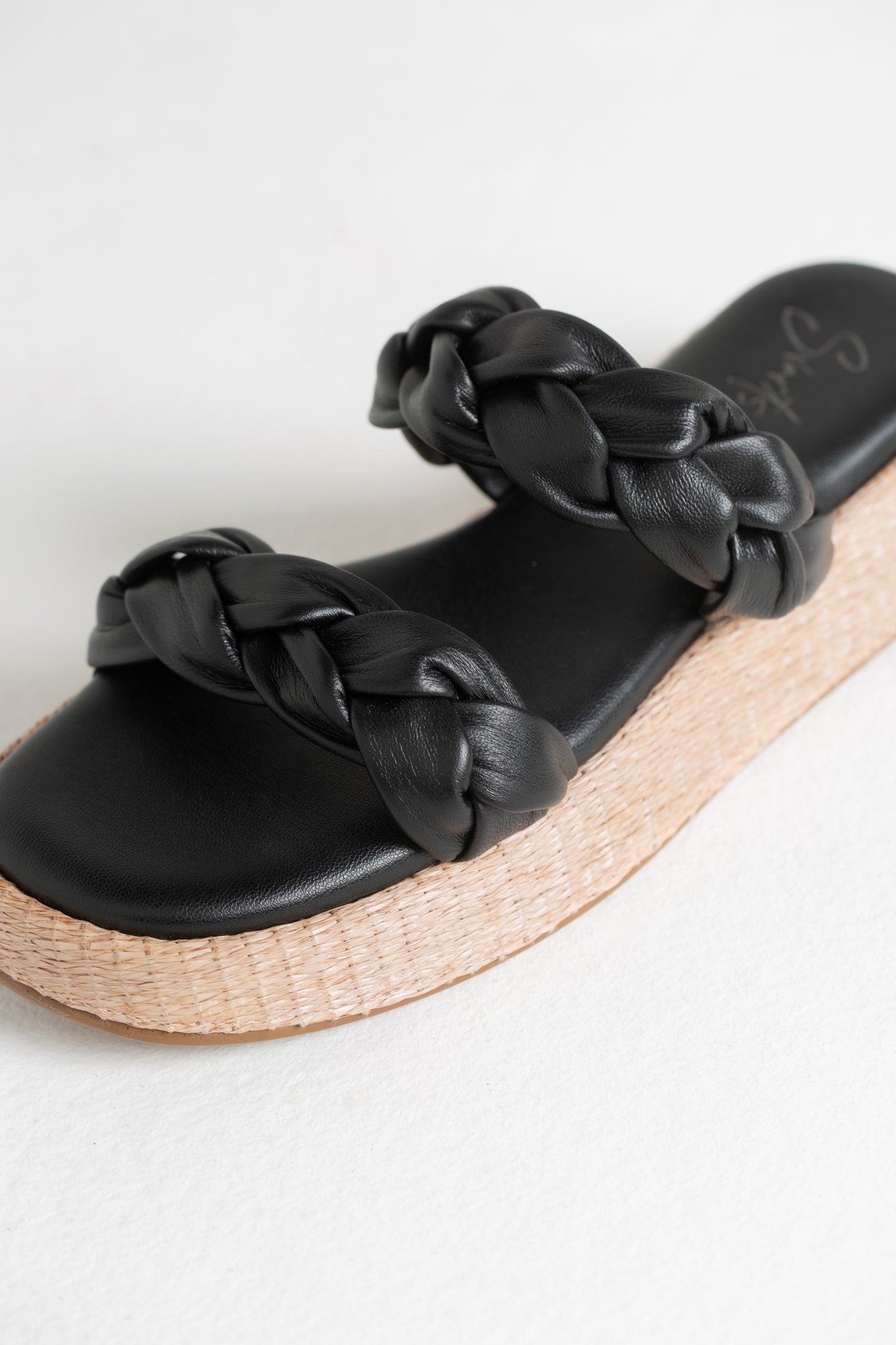 Anabela Flatform Couro Bela Preto