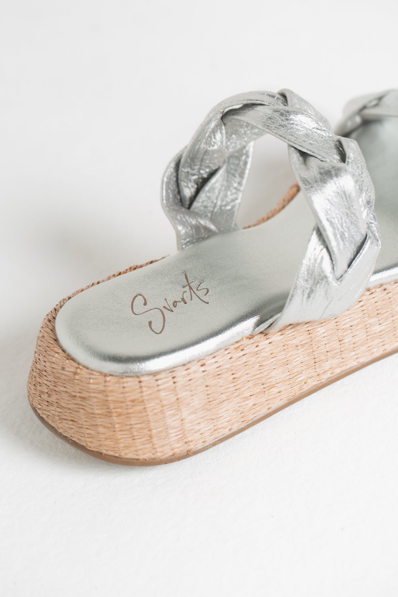 Anabela Flatform Couro Bela Prata