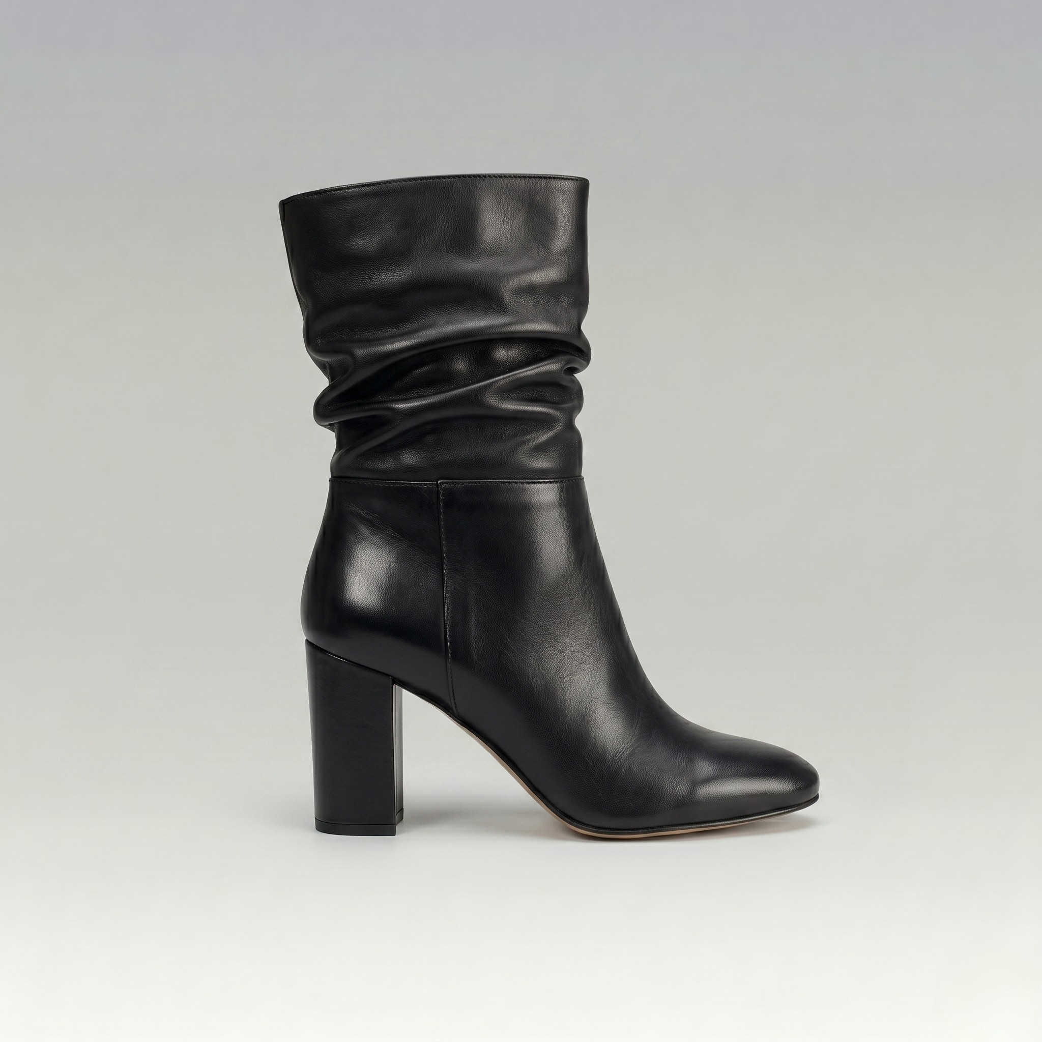 Bota Couro Salto Bloco Nina Preto
