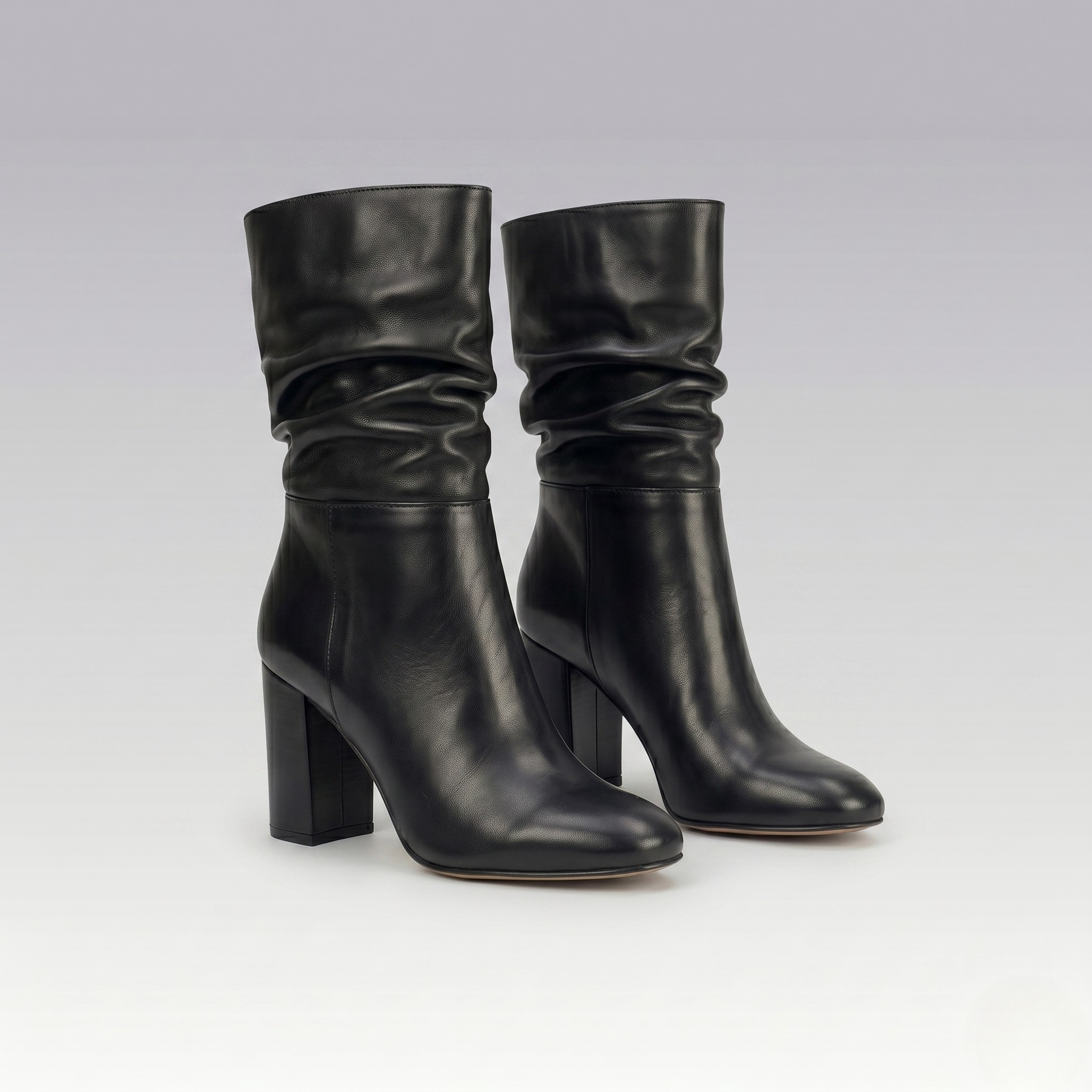 Bota Couro Salto Bloco Nina Preto
