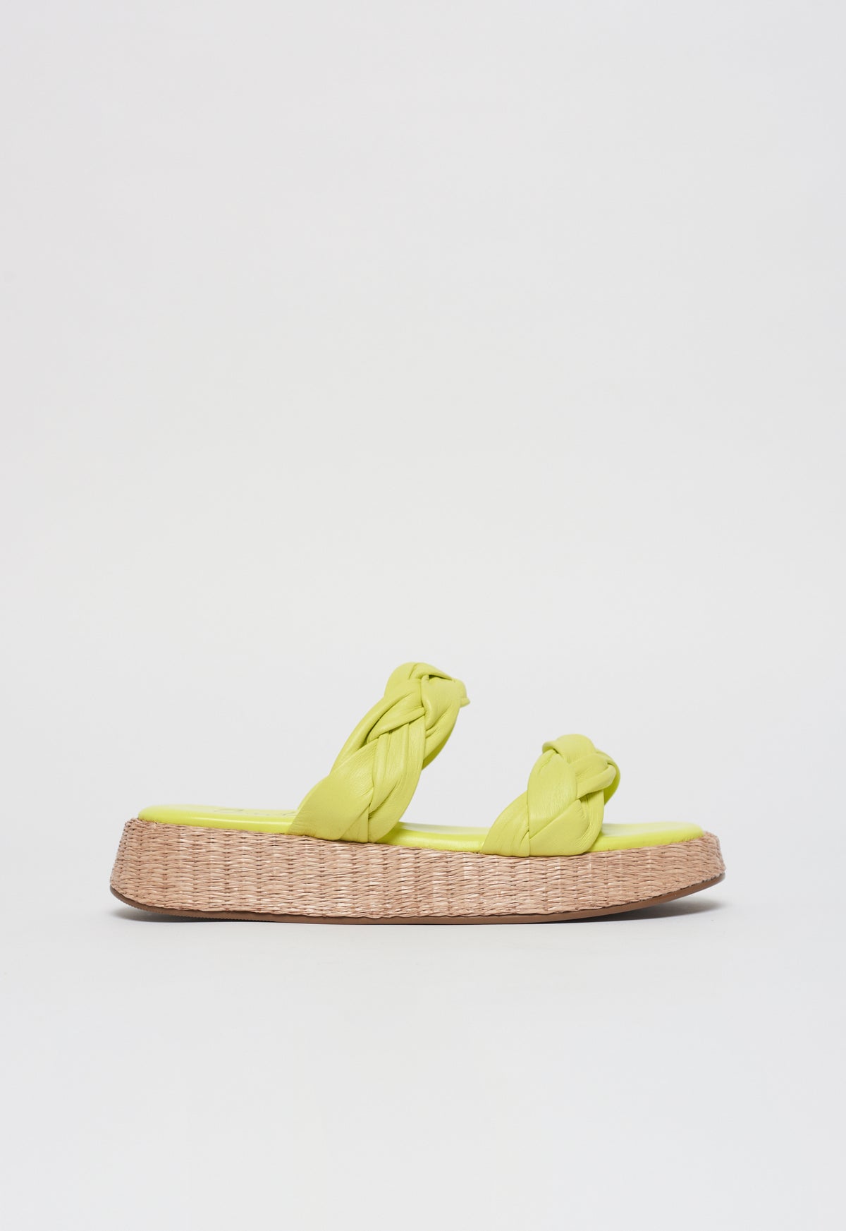 Anabela Flatform Couro Bela Amarelo Citron