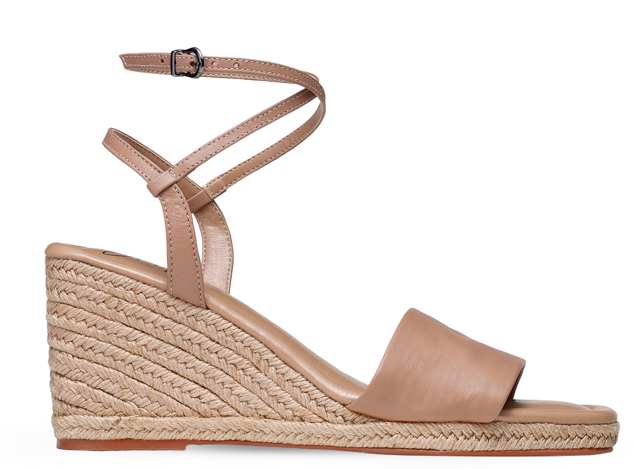 Anabela Couro Corda Tira Marina Bege