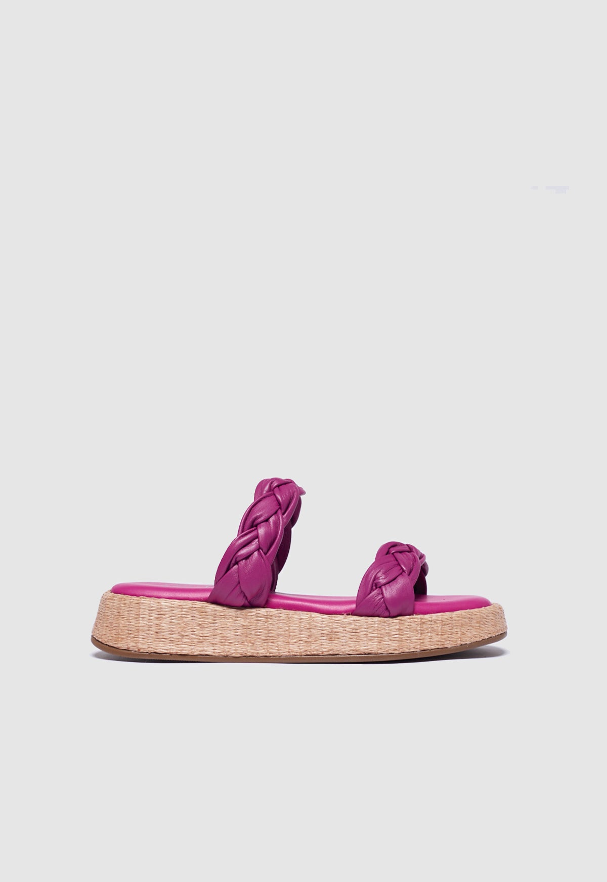 Anabela Flatform Couro Bela Fucsia