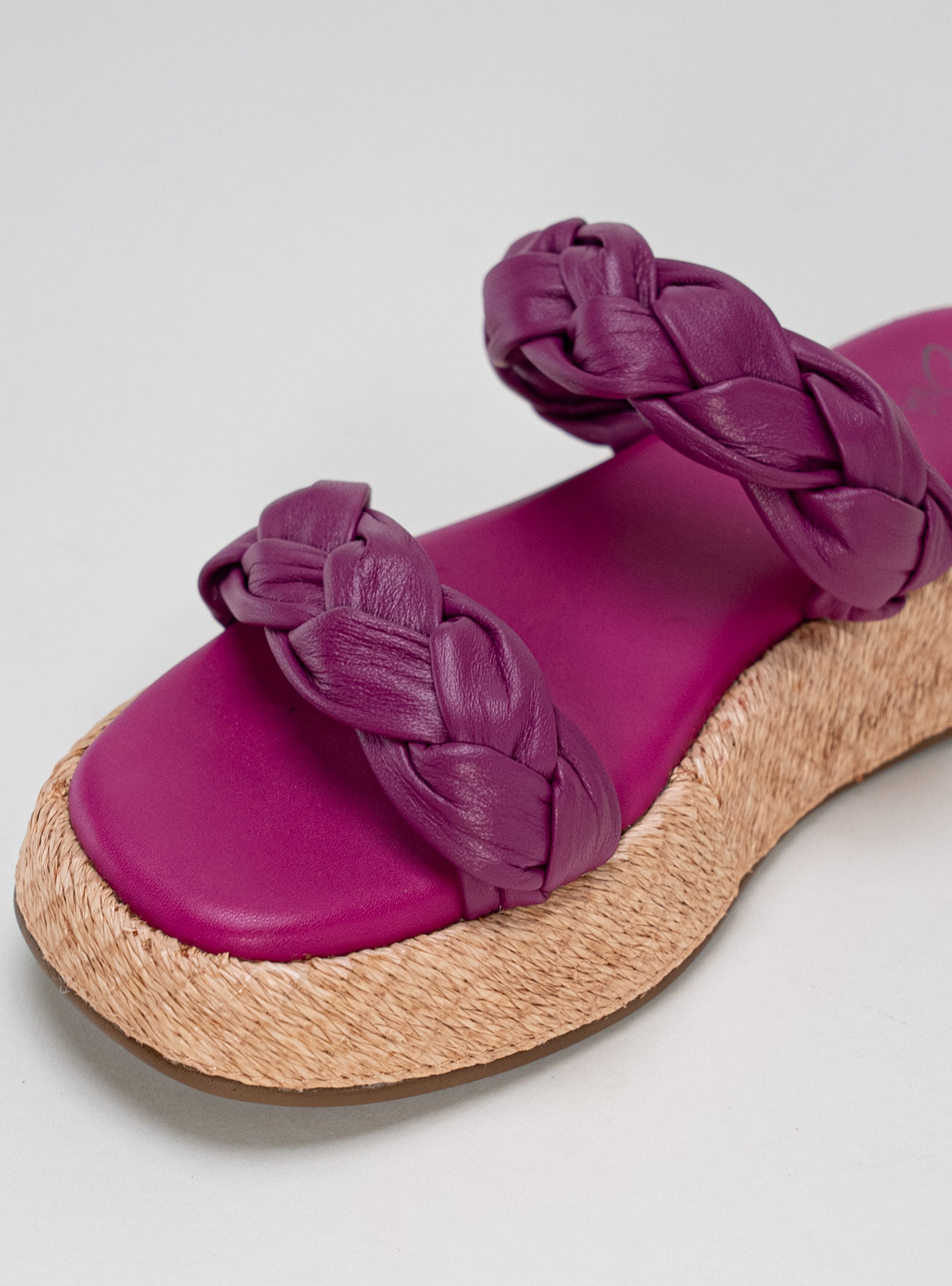 Anabela Flatform Couro Bela Fucsia