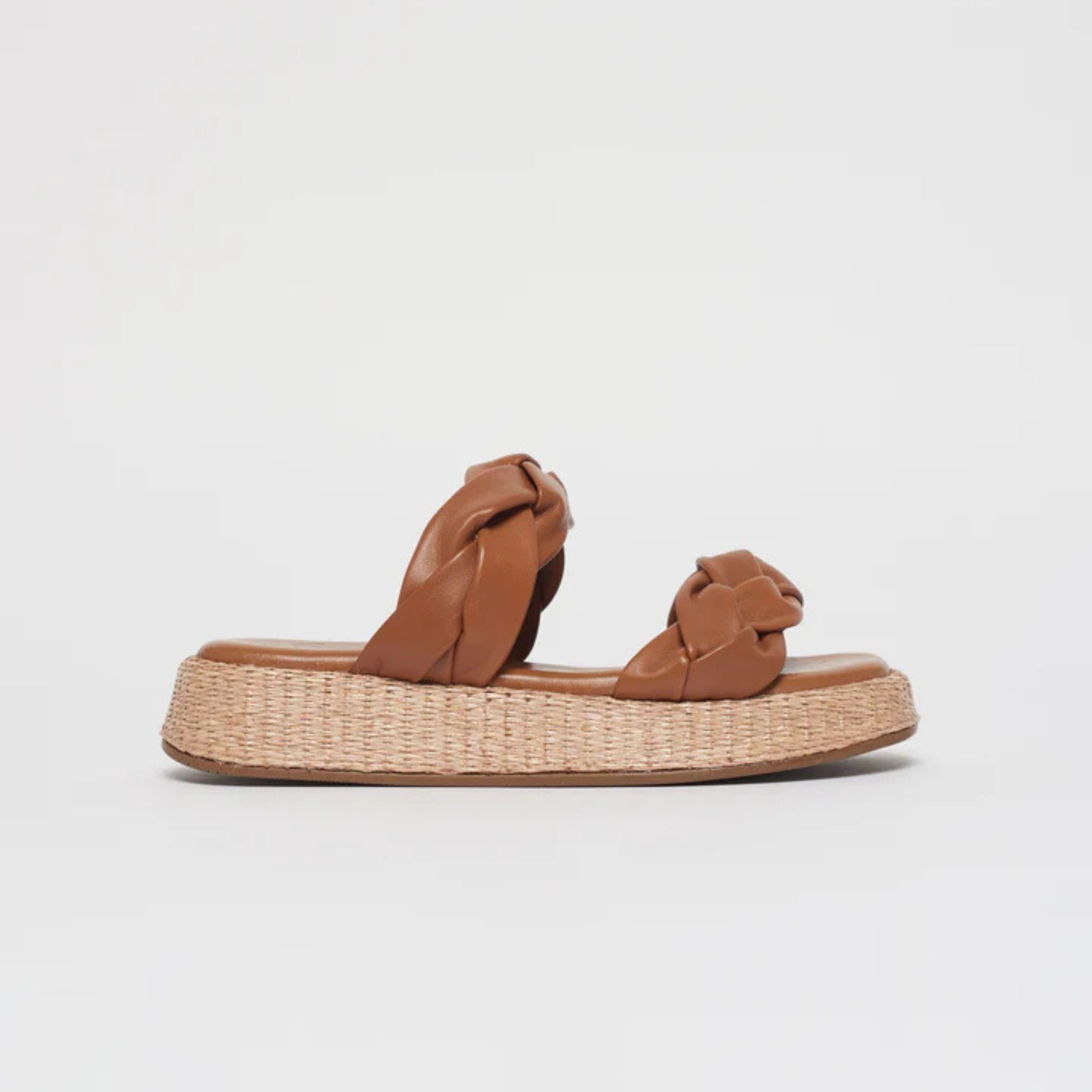 Anabela Flatform Couro Bela Whisky