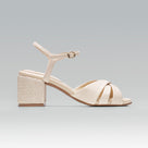 Sandália Couro Salto Baixo Lia Off White