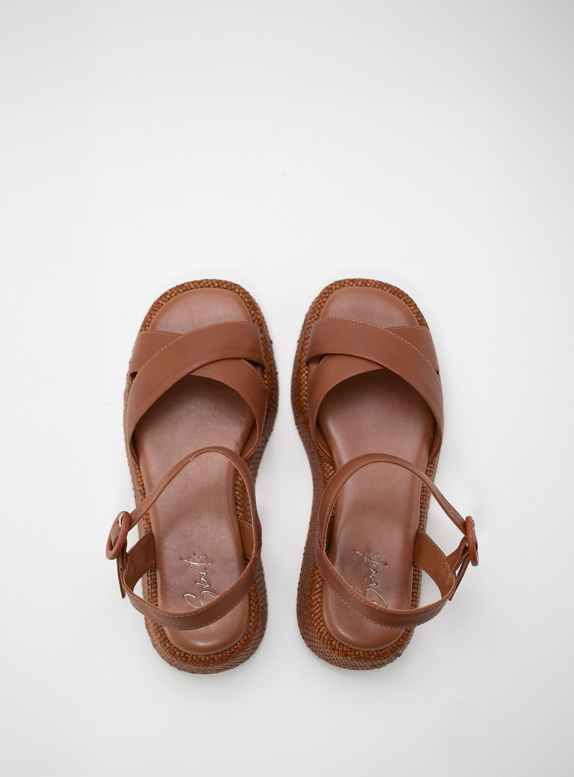 Anabela Flatform Couro Isa whisky