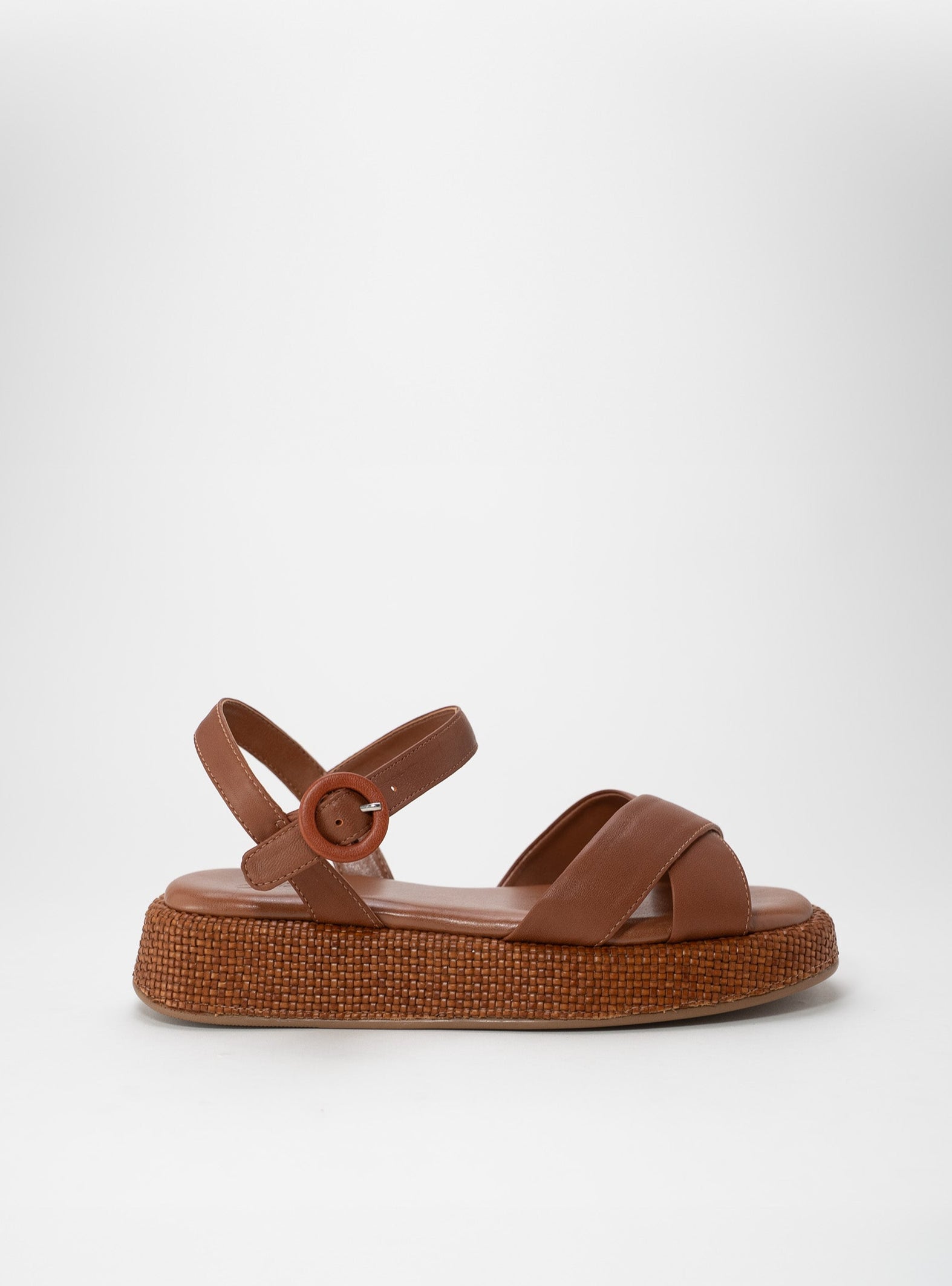 Anabela Flatform Couro Isa Whisky