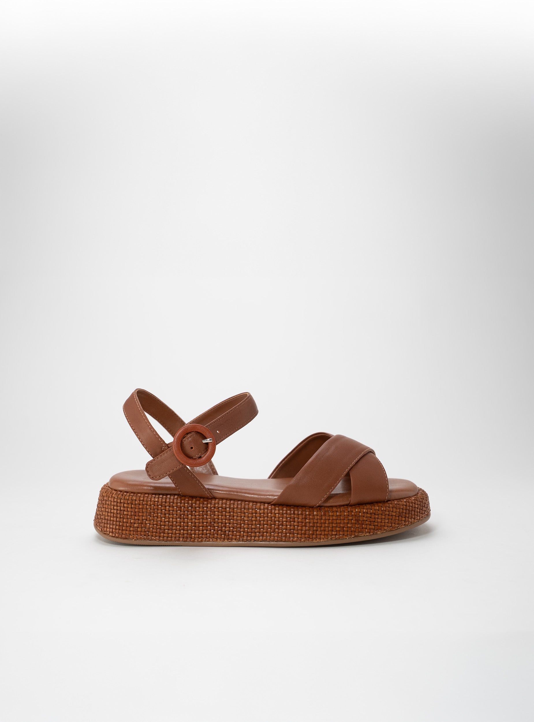 Anabela Flatform Couro Isa whisky