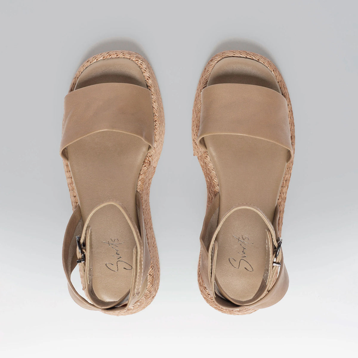 Anabela Flatform Couro Ana Bege