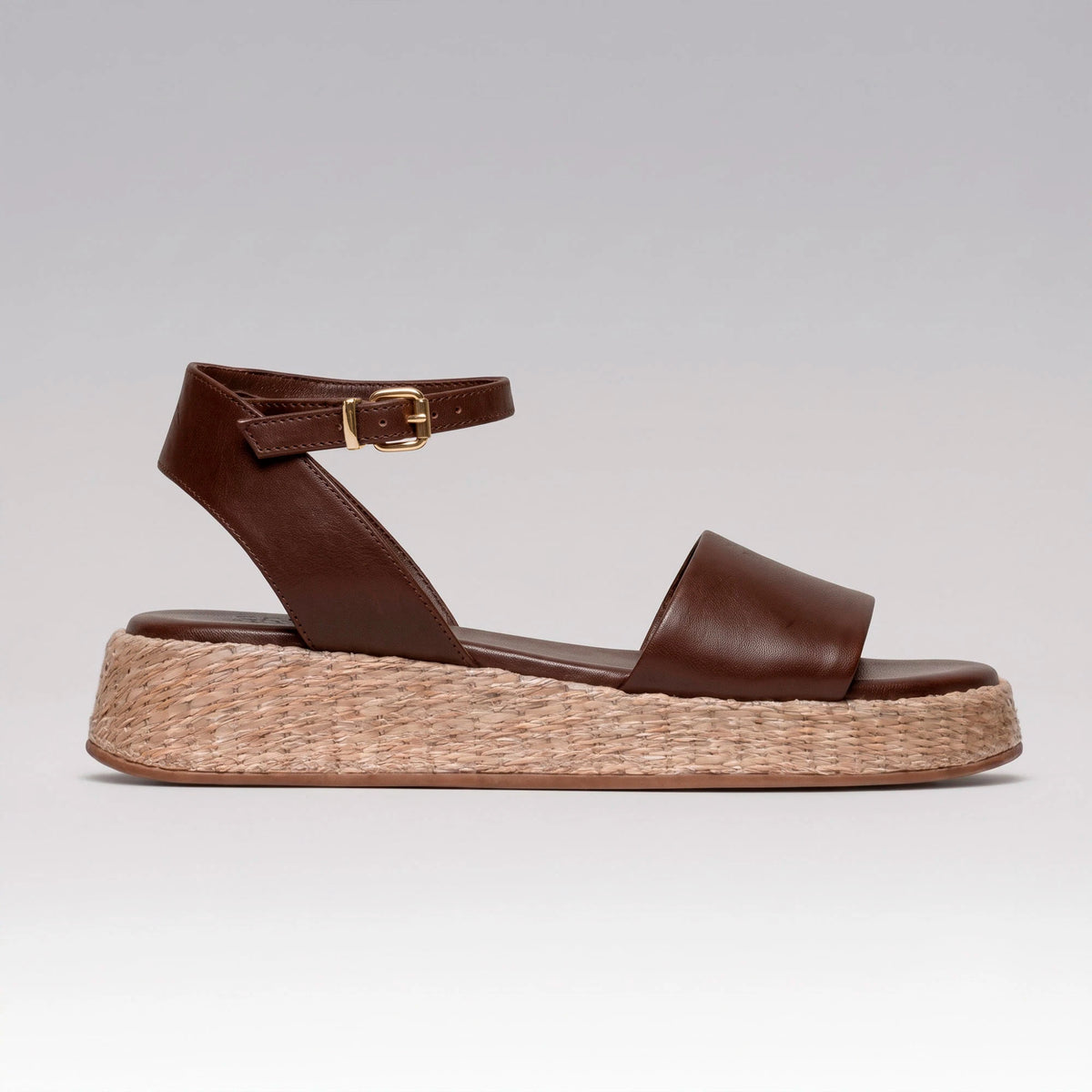 Anabela Flatform Couro Ana Café