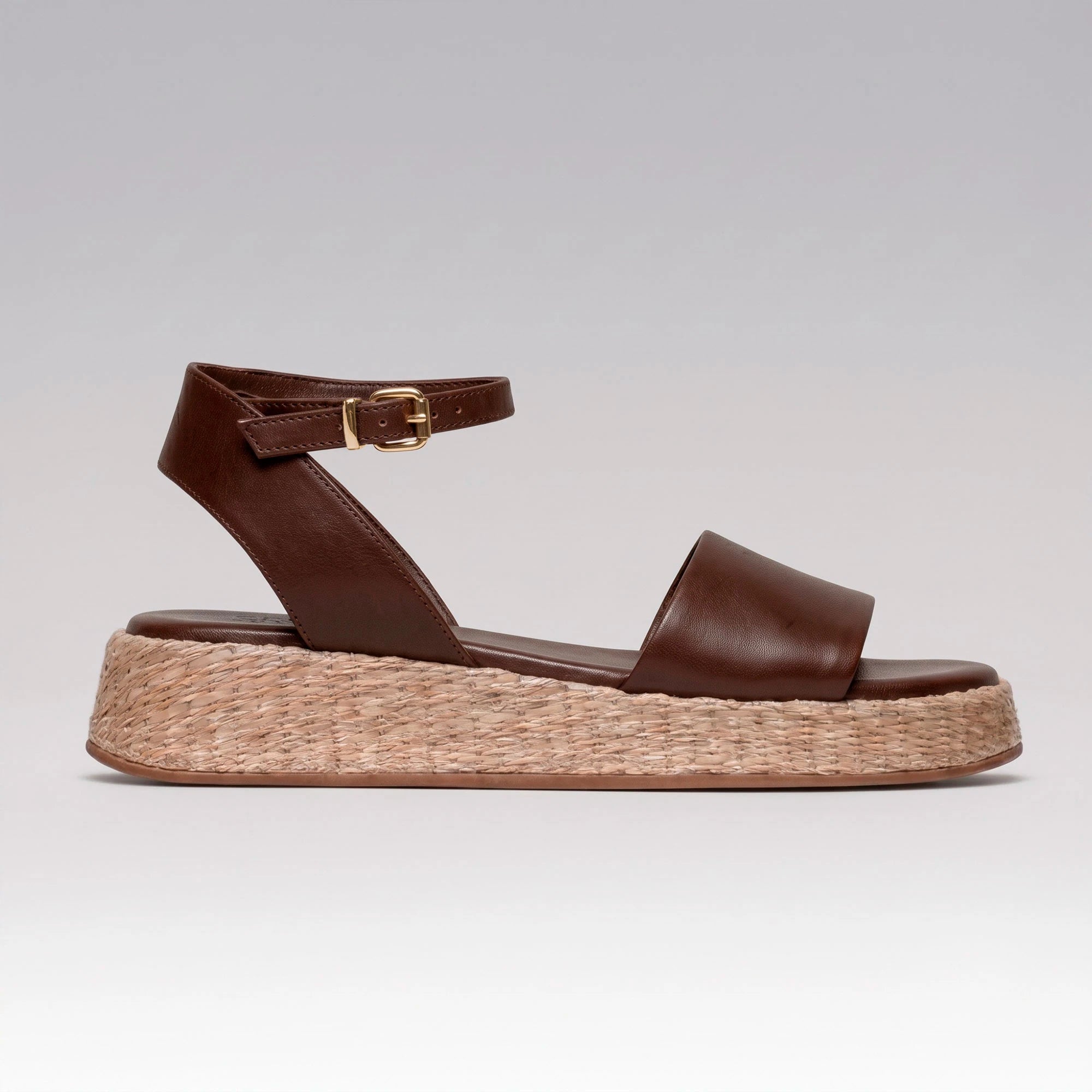 Anabela Flatform Couro Ana Café